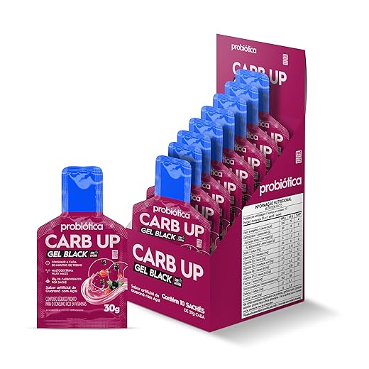 Carb Up Black Gel (300g) Caixa 10 unidades - Sabor Açai com Guaraná, Probiótica