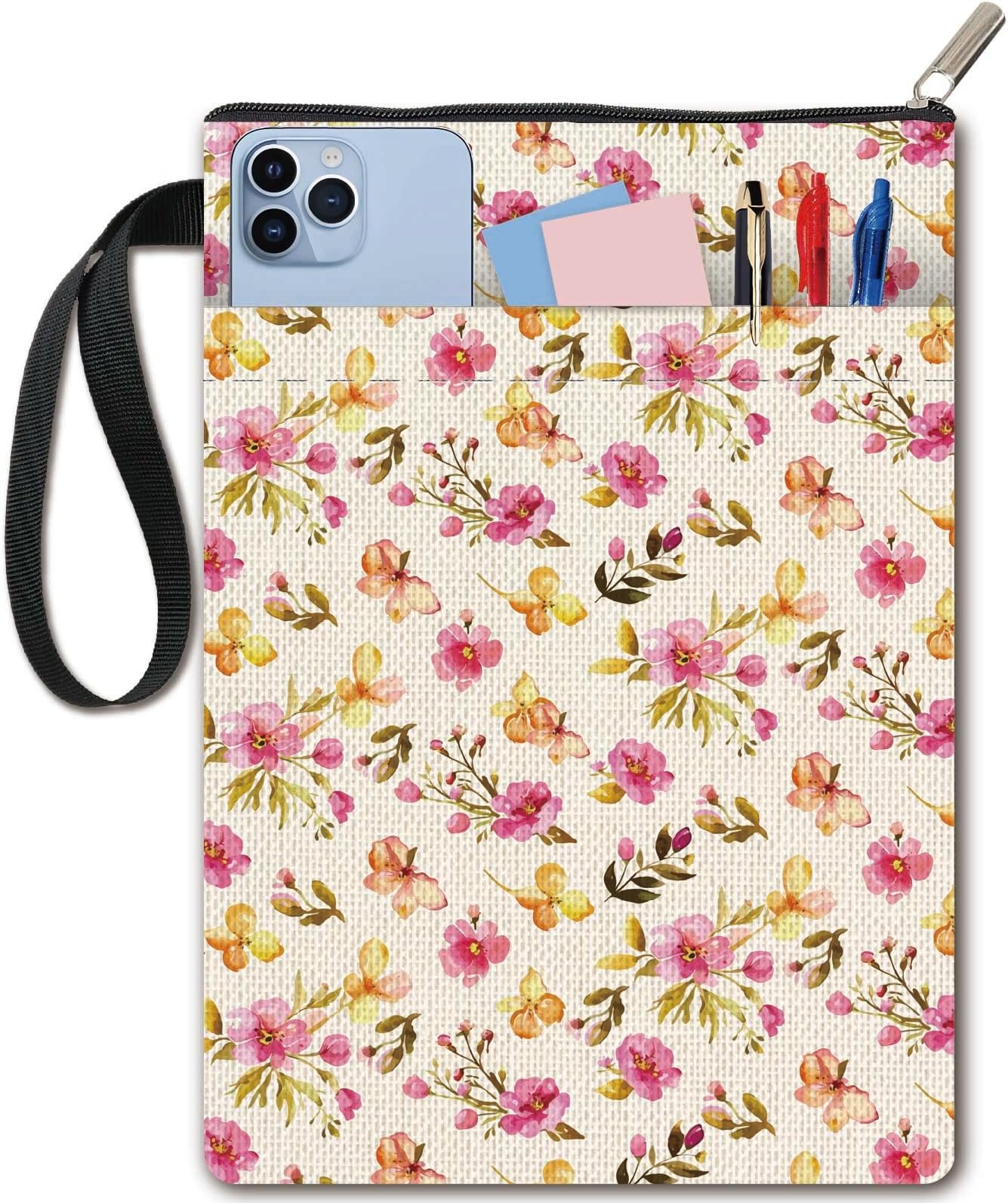 Book Covers with Floral Pattern Book Protector Pink Book Cover with Floral Pattern for Paperback Hardcover Notebooks Washable Book Cover Made of Fabric with Zip and Additional
