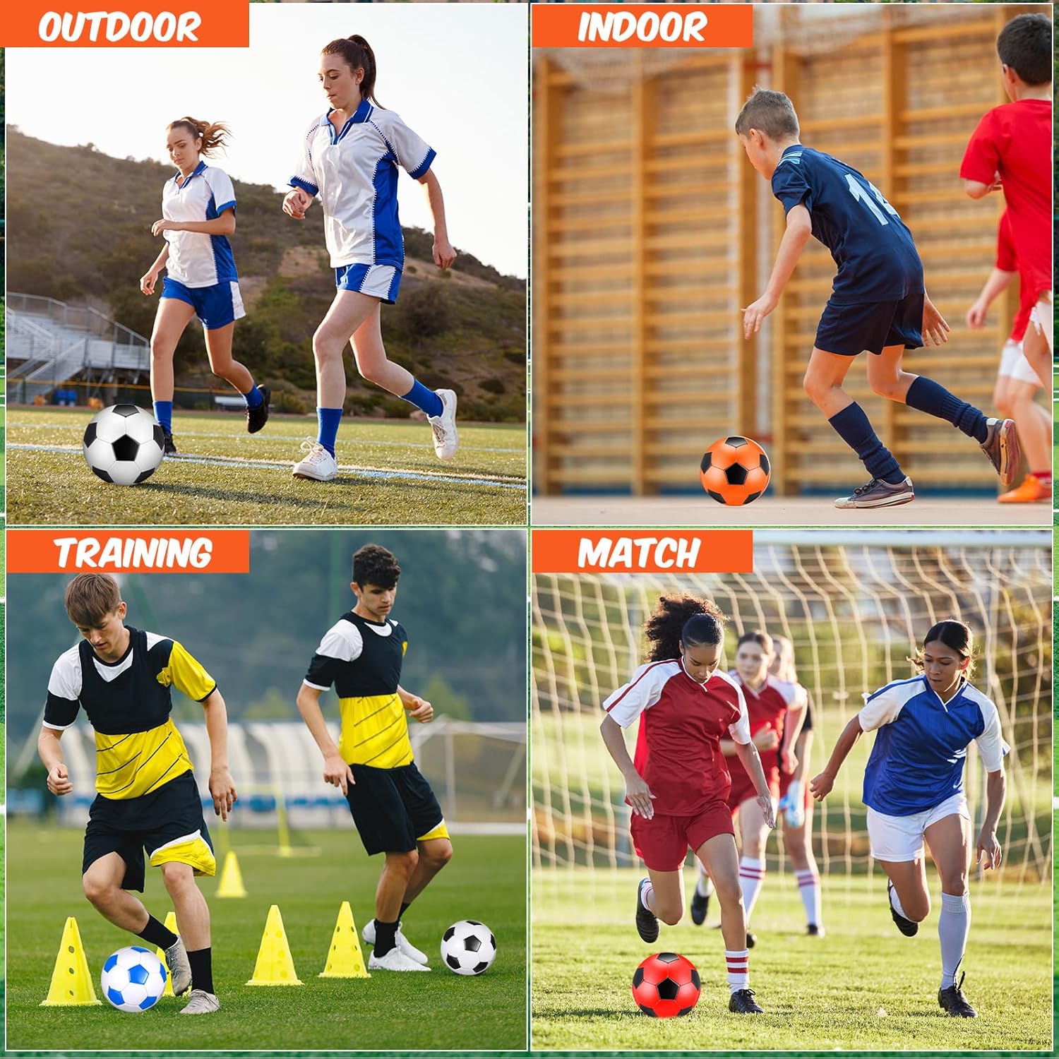 Seenelling 12 Pcs Soccer Balls for Teen Adult Bulk Deflated Soccer Ball with Pump Size 5 Indoor Outdoor Training Practice for School Sports Game Birthday Gifts Party Back to School