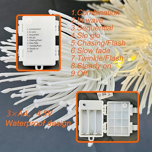 Miniatura 4 de Árbol de pino blanco artificial con ramas iluminadas, árboles de flores con luces LED para decoración de Navidad e interiores (20 pulgadas)