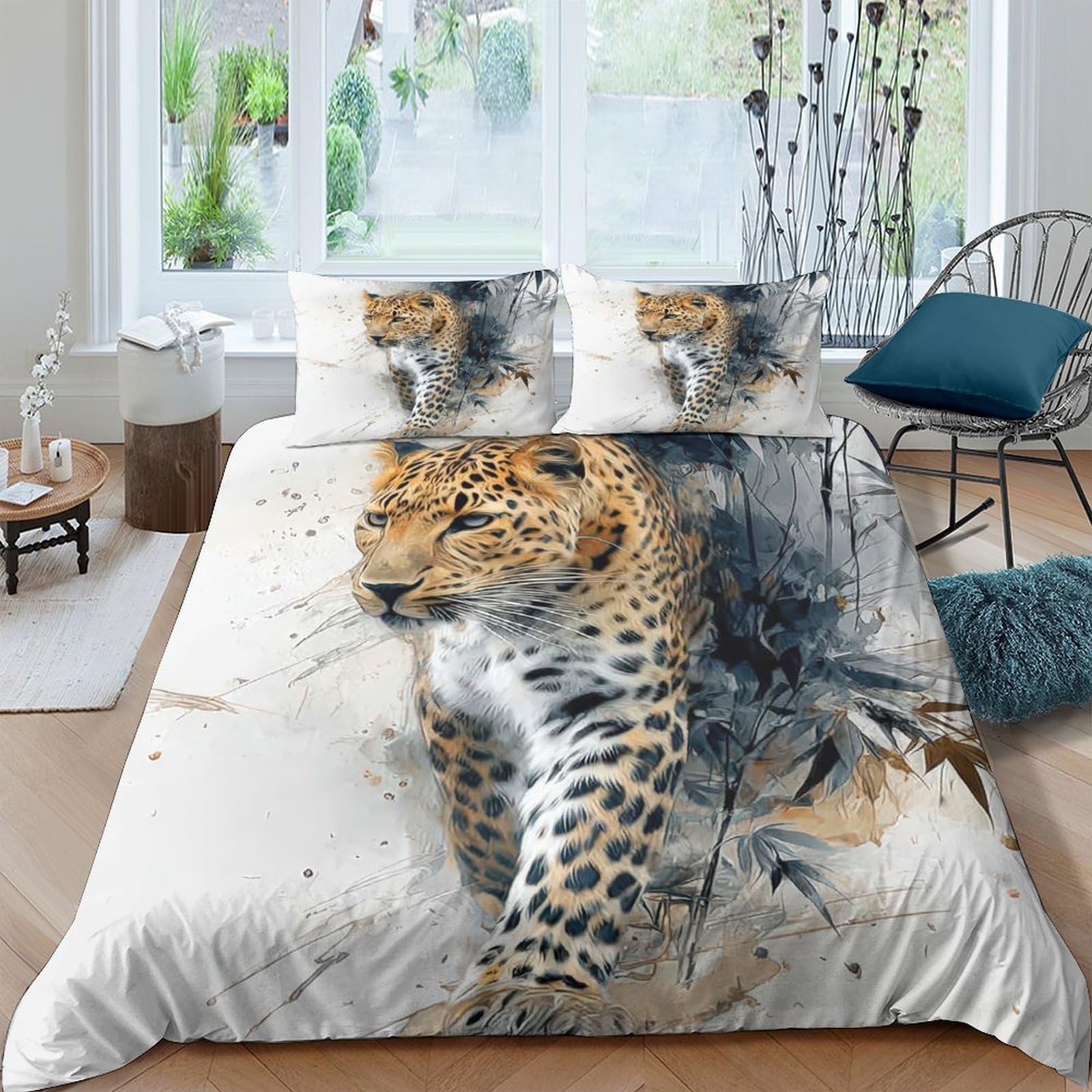 Ctjqhvkz Style-6 3D Printed Leopard Jungle Fitted Sheet Microfiber Soft Breathable Wild Animal Mattress Cover For Bedroom Dorm Decor Single（135X200cm）