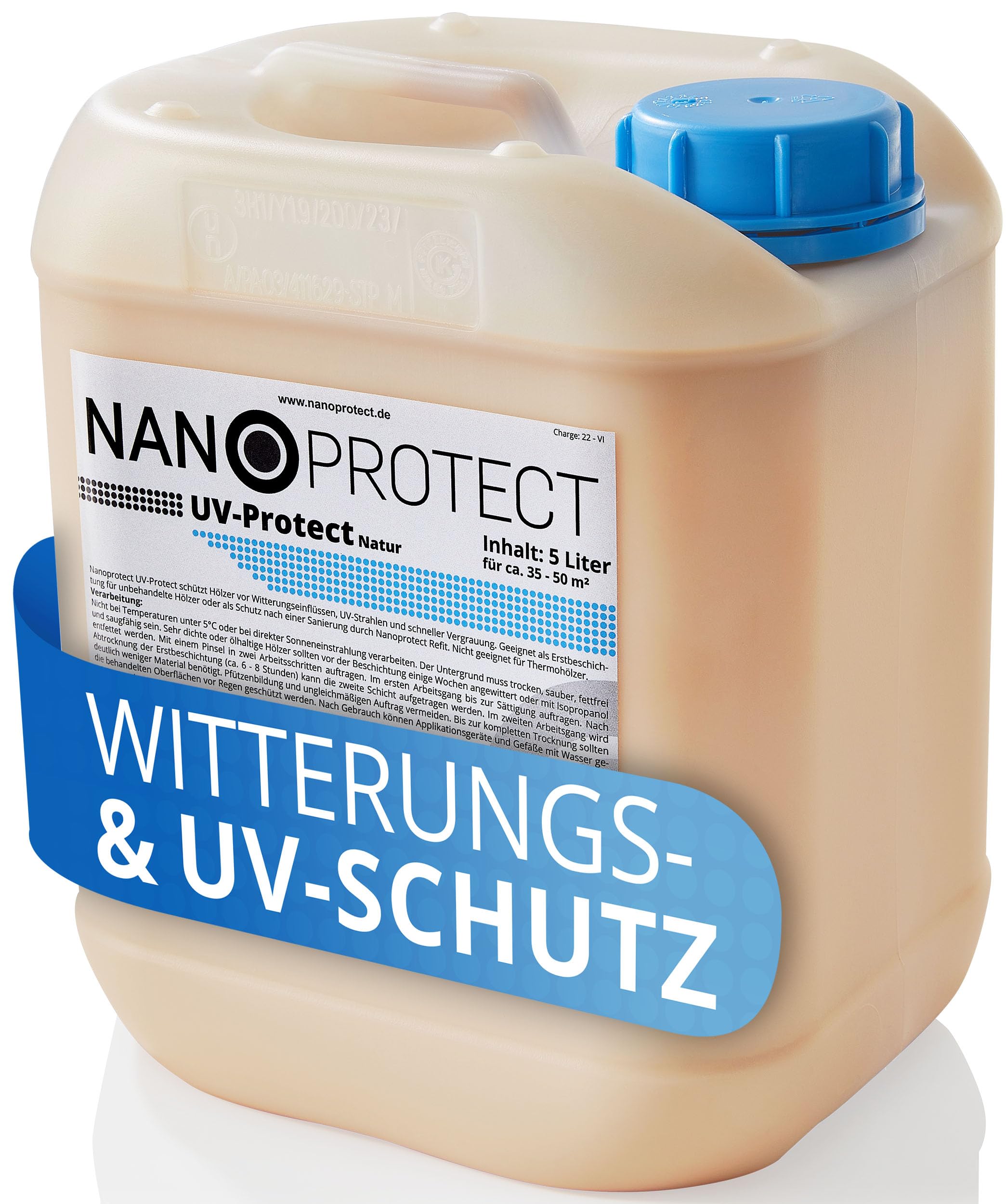 Nanoprotect UV-Protect | Holzöl | UV-Schutz | Witterungsschutz | Langzeitschutz gegen Vergrauung, Austrocknung und Rissbildung | 5 Liter | Natur - unpigmentiert | Für ca. 35-50 m²
