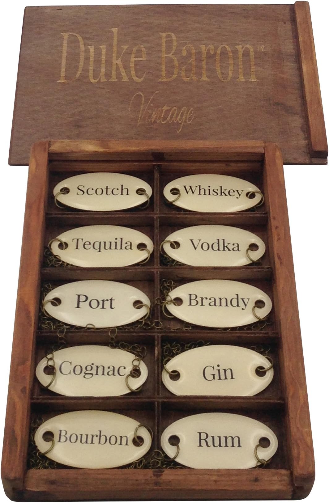 Duke Baron Ultimate Vintage Decanter Set of 10 Liquor Tags