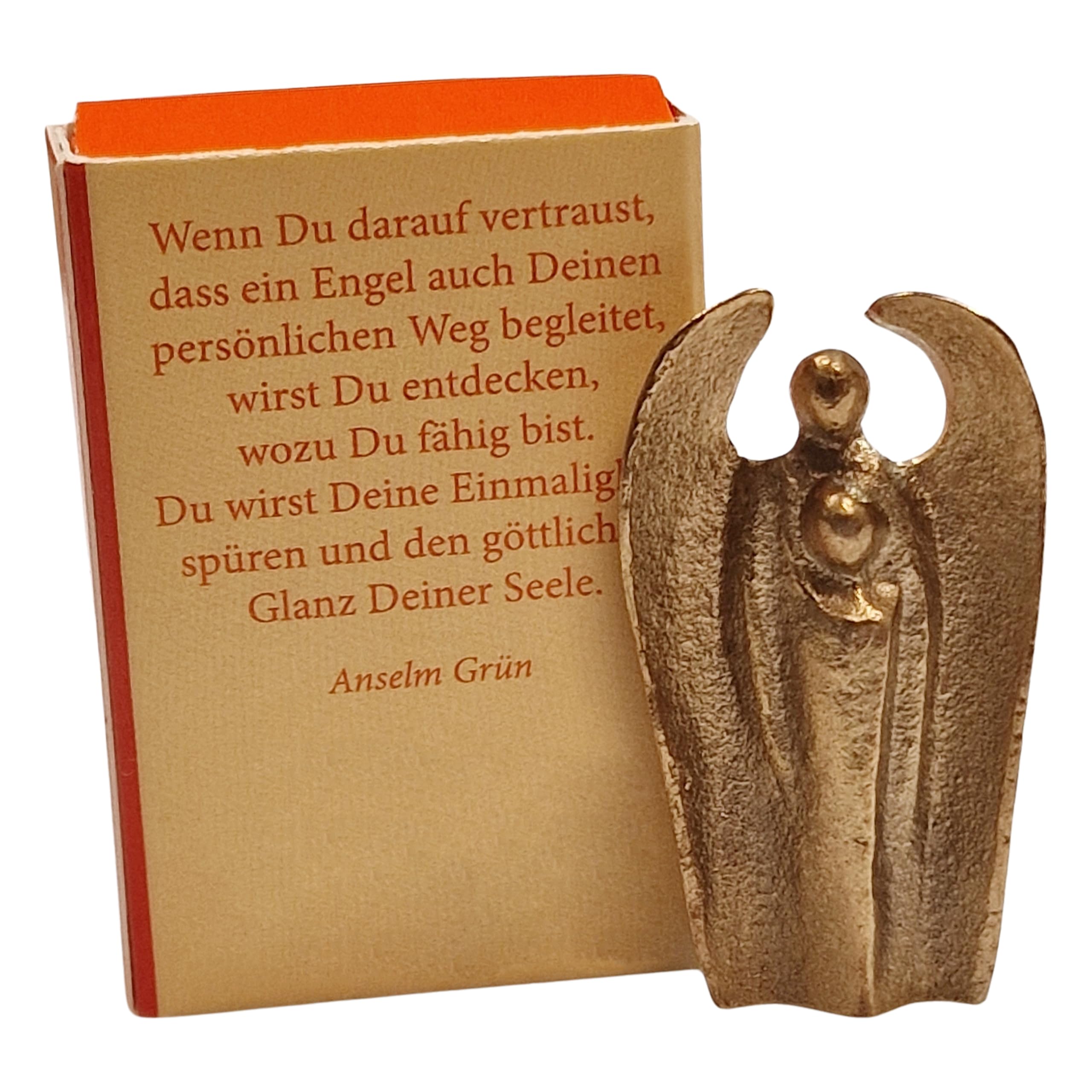Herzmensch Ein Kleiner Engel für Dich aus massiver Bronze 3 x 4,5 cm Schutzengel Glücksbringer Geburtstag Genesung Abschied oder als Dankesgeschenk
