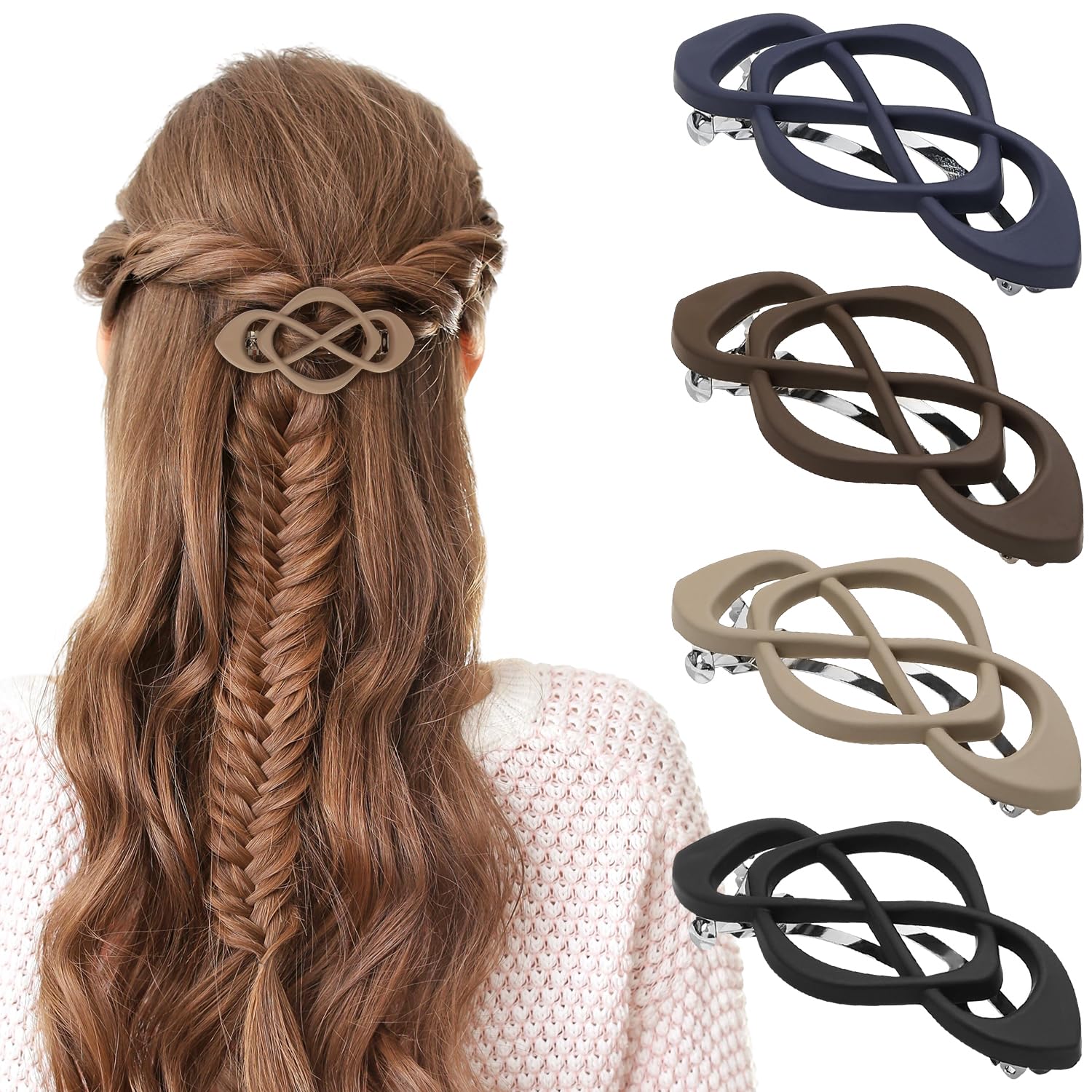 MOTIBACK Vintage French Barrette Clips - 4 Pack Hair Accessories for Women & Girls, Thick to Thin Hair, Multicolor