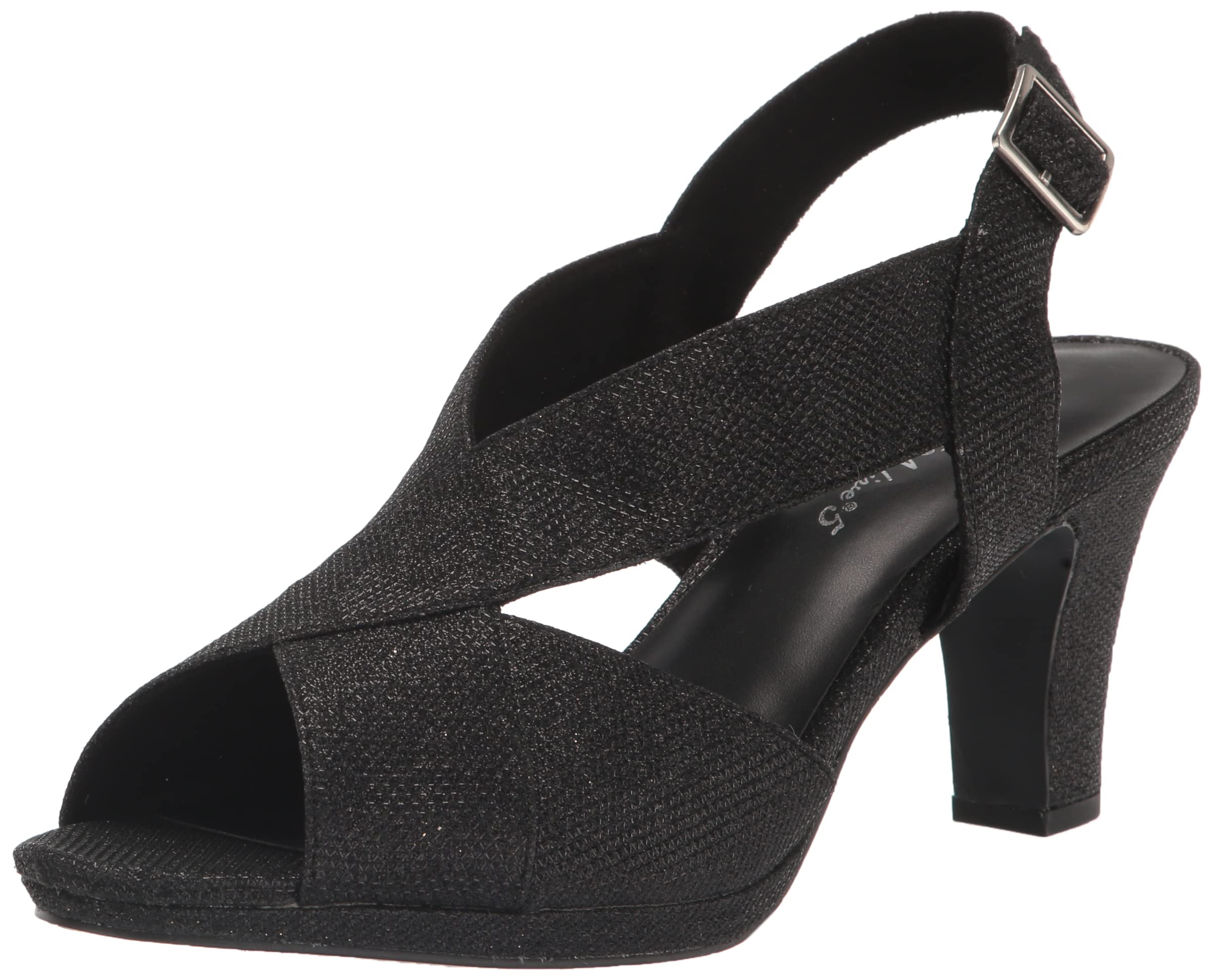 Easy Street Women's Christy Heeled Sandal, Black Glitter, 7 UK