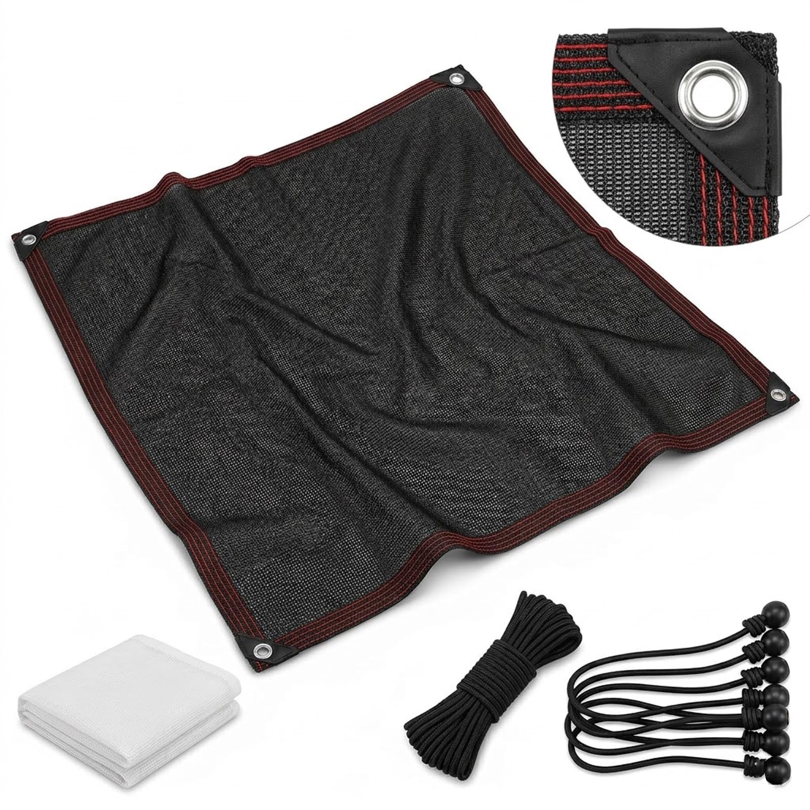 Red para exteriores resistente a los rayos UV con ojales, 2 x 6 m, cubierta de malla negra para invernadero, cochera y protección de plantas, ideal para uso en exteriores