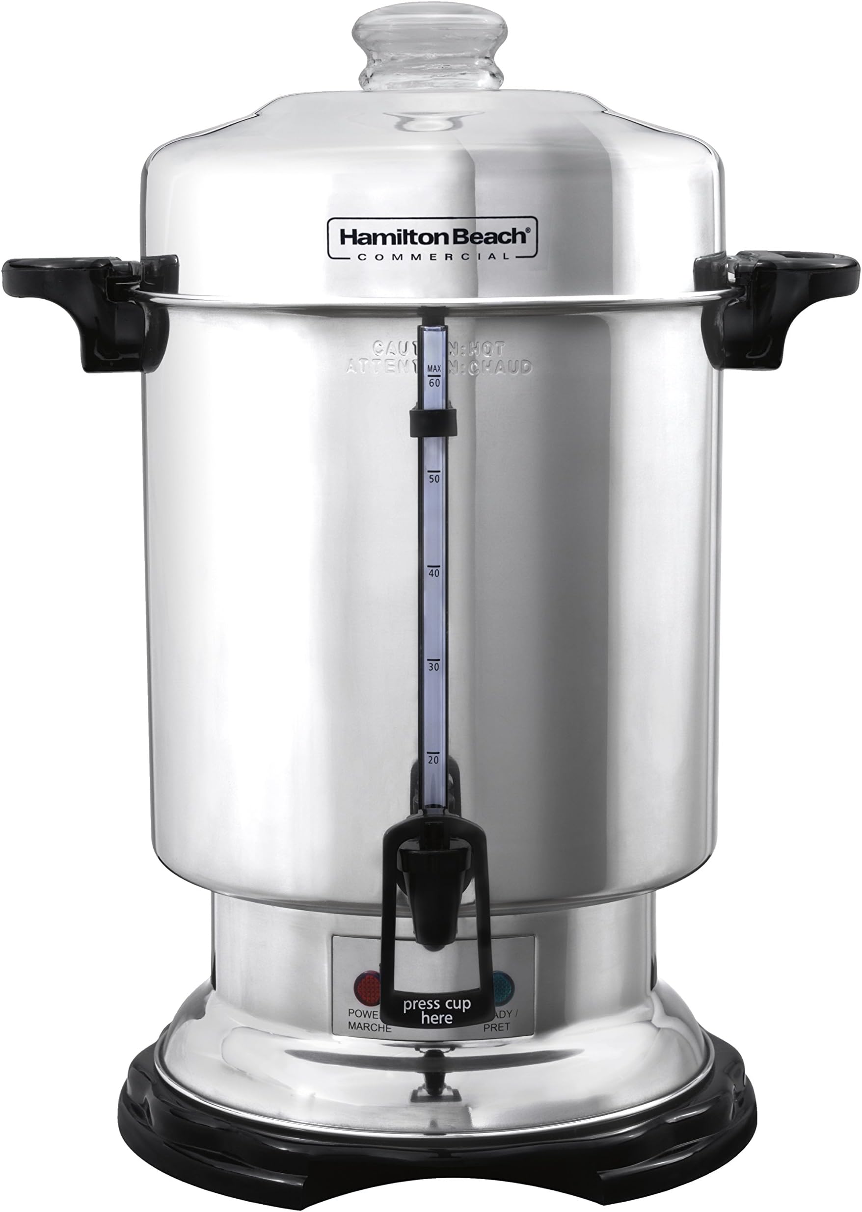 Commercial Coffee Urn & Hot Beverage Dispenser, 60 Cup Capacity, Polished Stainless Steel (D50065)
