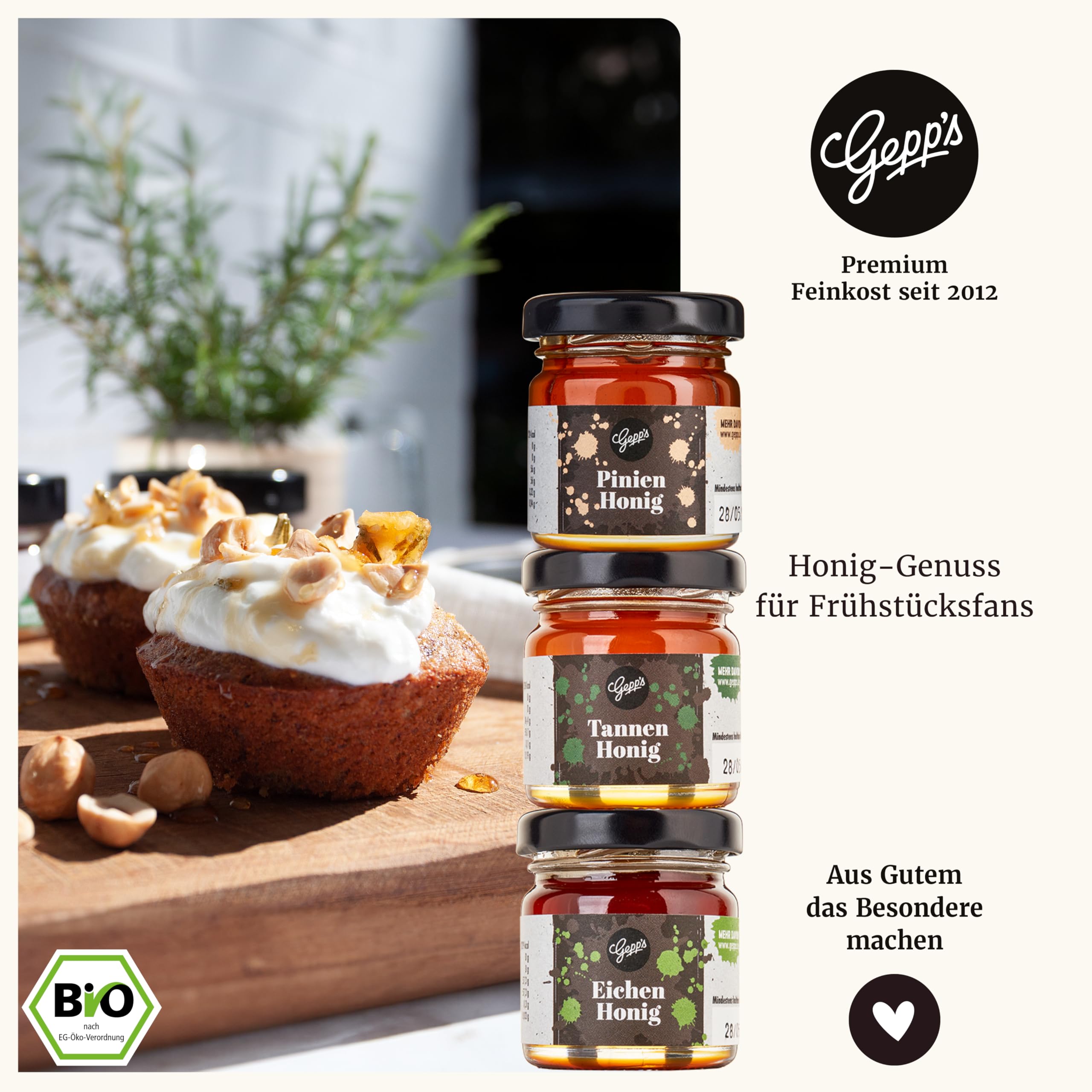Gepp's Feinkost-Adventskalender "Frühstück" I Weihnachtskalender gefüllt mit 24 ausgewählten Lebensmitteln wie Tees, Honig & Konfitüre I Bio- Weihnachtskalender mit Delikatessen für Gourmets