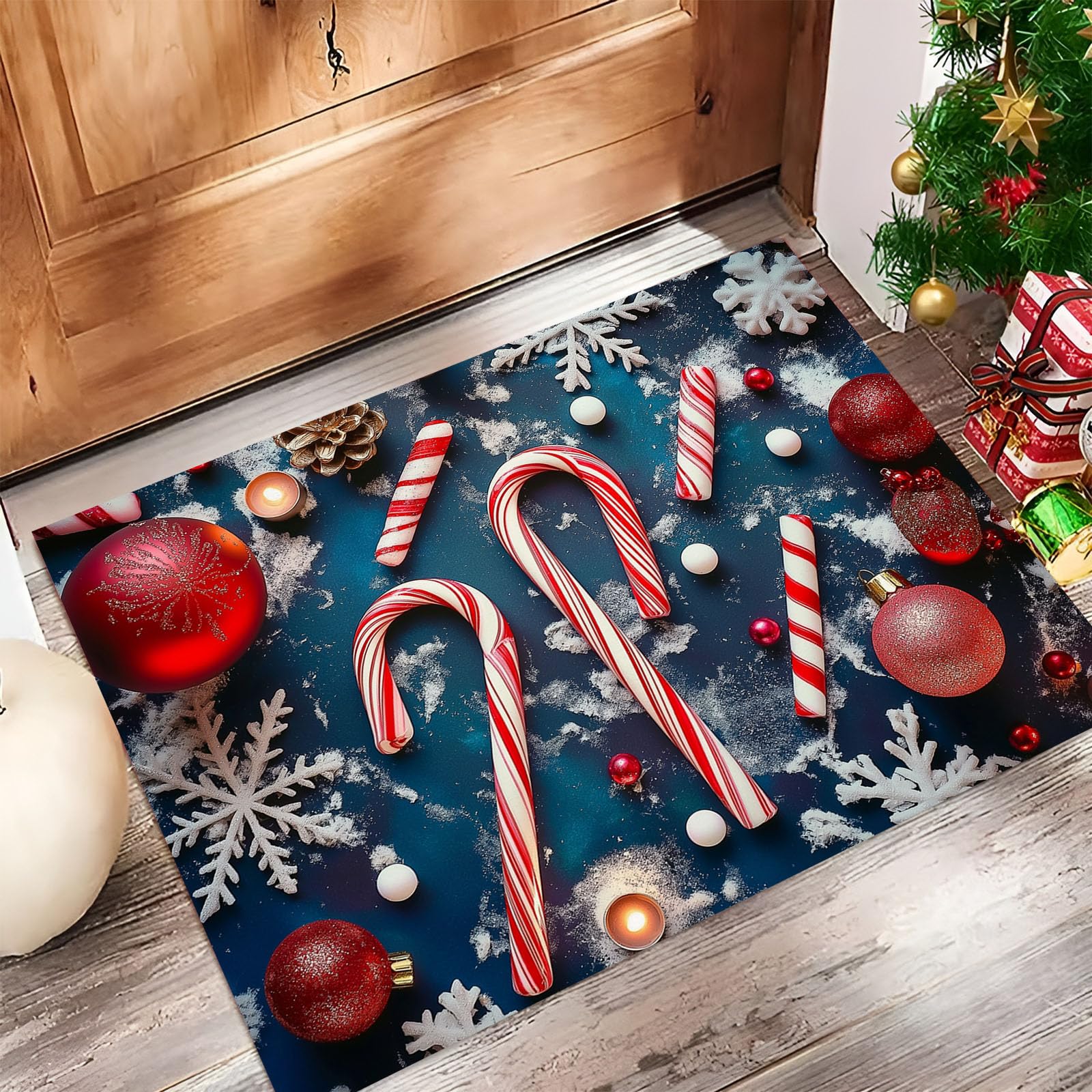 Tapis de porte d'entrée Noël bleu pour sublimer votre cuisine