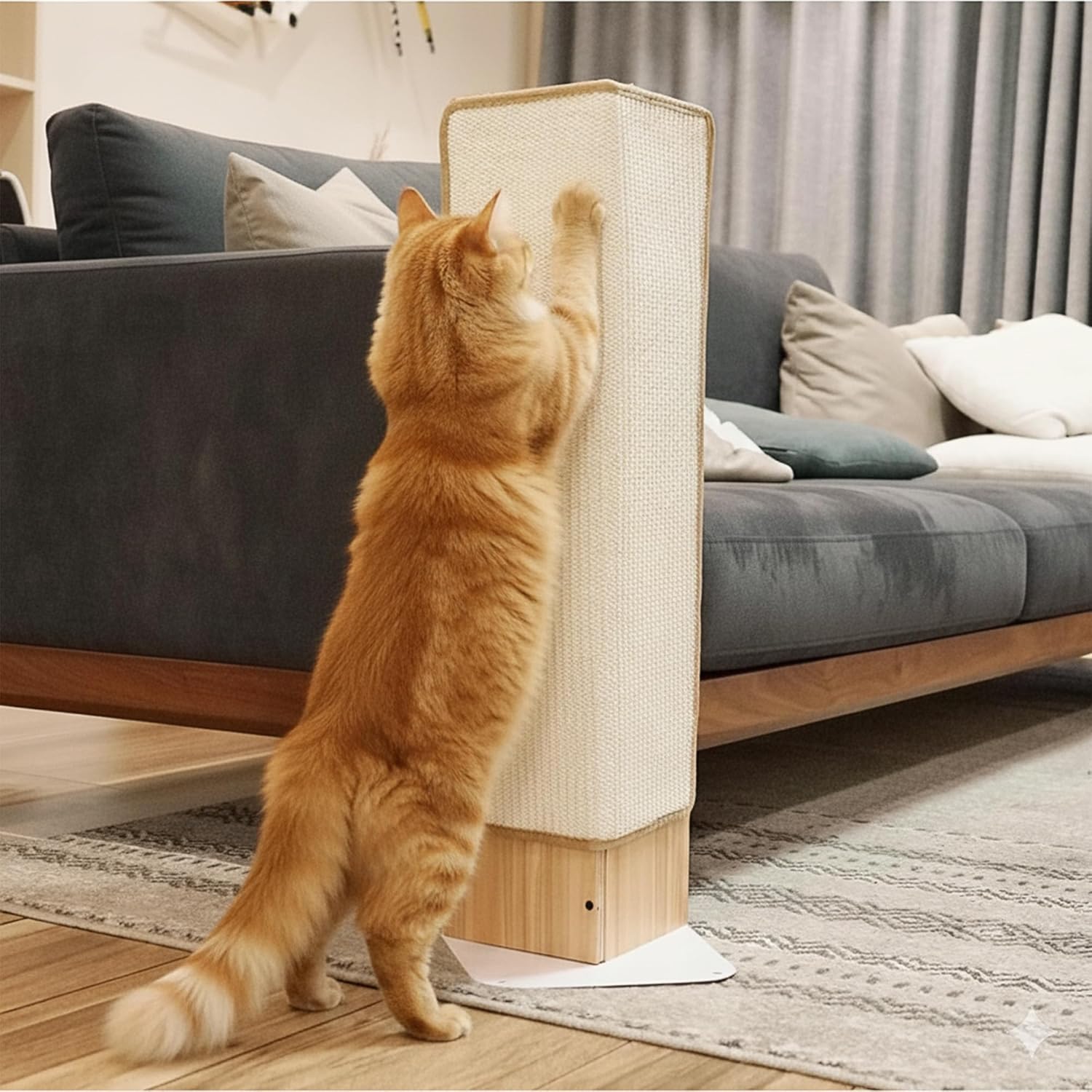 Meeyoview Cat Scratcher, Corner Scratching Post, Cat Scratching Pad, Natural Sisal Furniture Protector, 28 Inch Cat Scratcher for Indoor Cats
