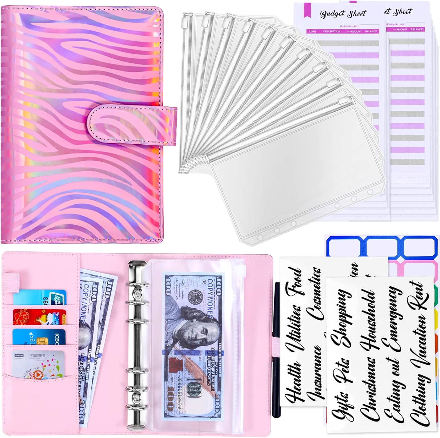 Budget Binder with Cash Envelopes, Money Organizer for Cash, Budget Binder for