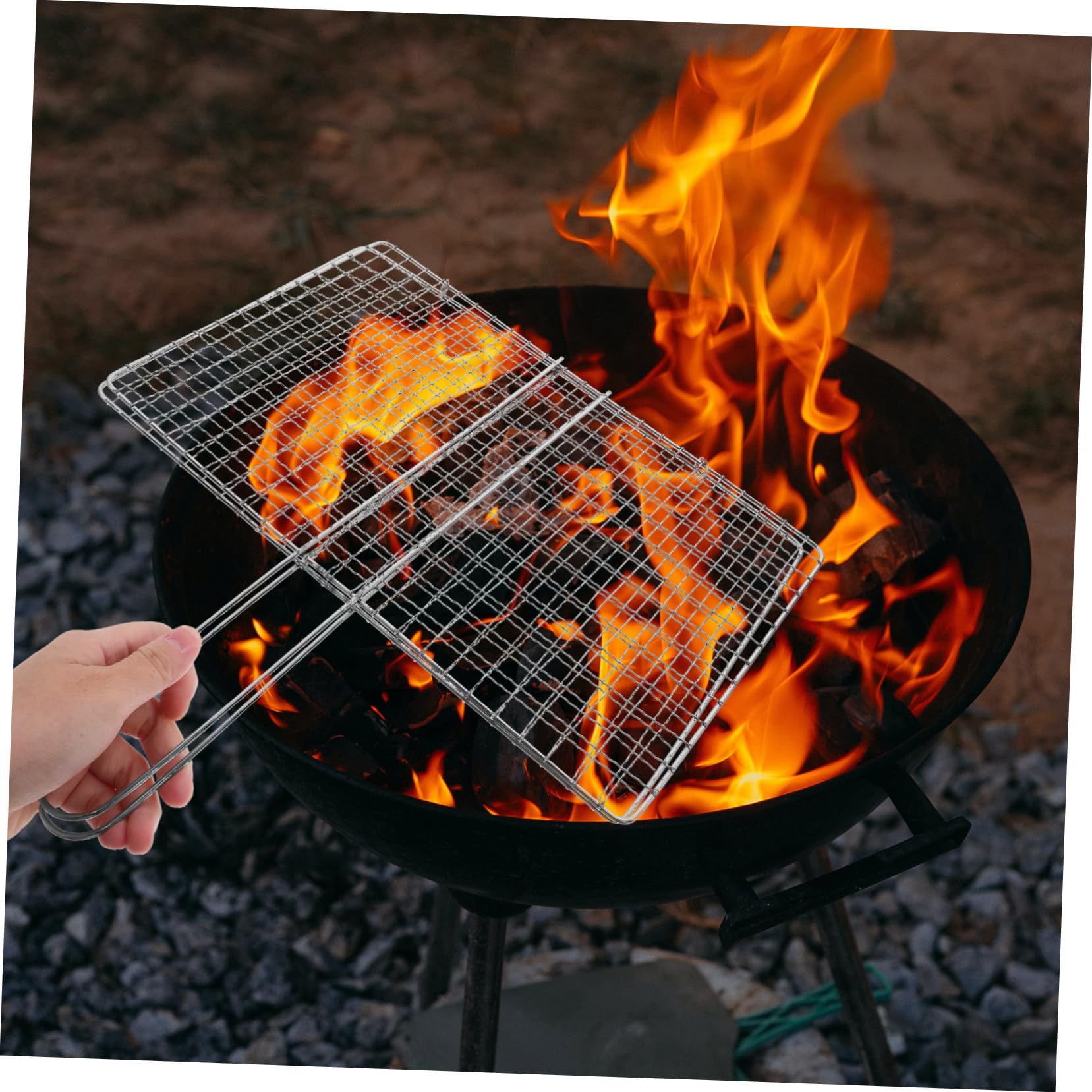 ibasenice 3 Piezas Rejilla Inoxidable para Barbacoa Exterior Cesta de Malla para Verduras y Pescado Accesorio Resistente para Parrilla Camping