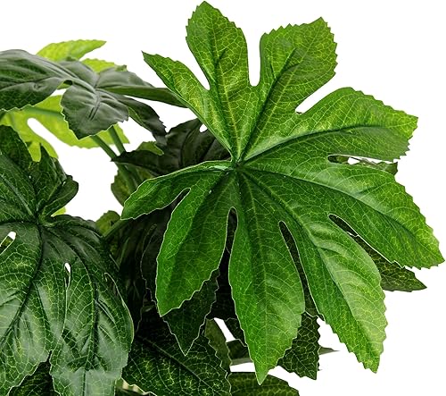 Miniatura 5 de GIA Planta de oreja de elefante artificial de 2122 pulgadas en cesta para decoración del hogar en interiores, plantas de hojas sintéticas en maceta