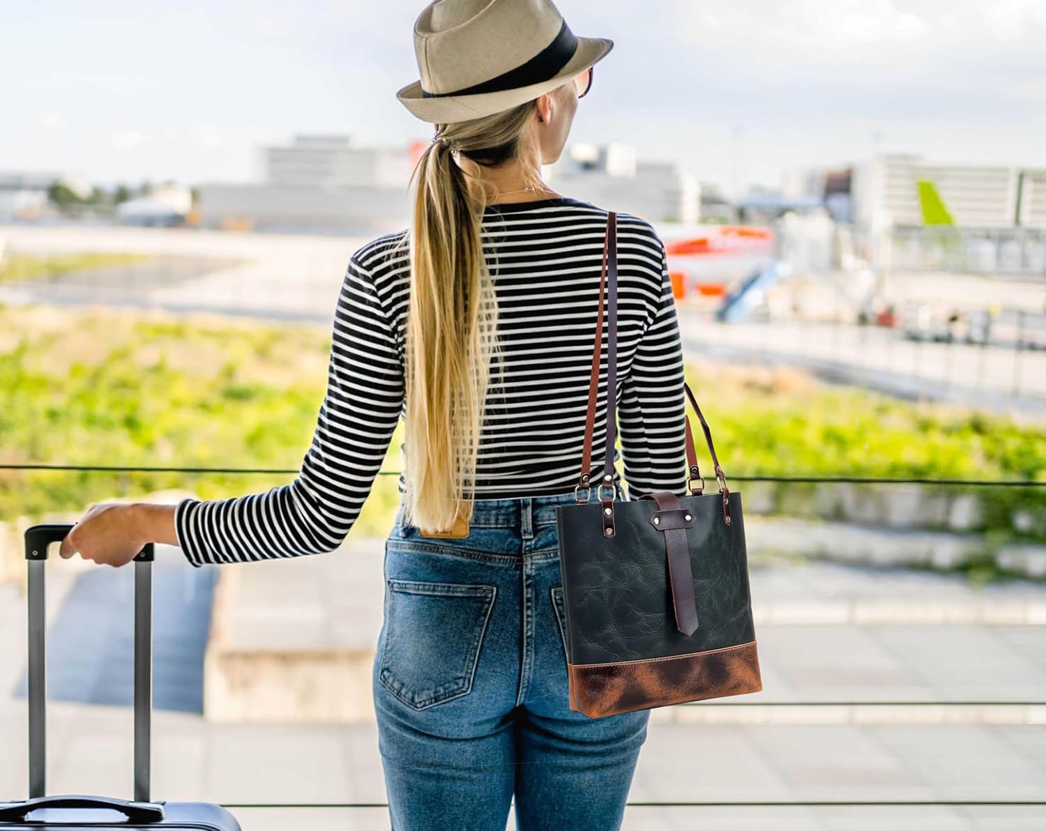 Leather Shoulder Tote Bag for Women, Satchel, Travel Bag, Shopping Carry Messenger Multipurpose Handbag