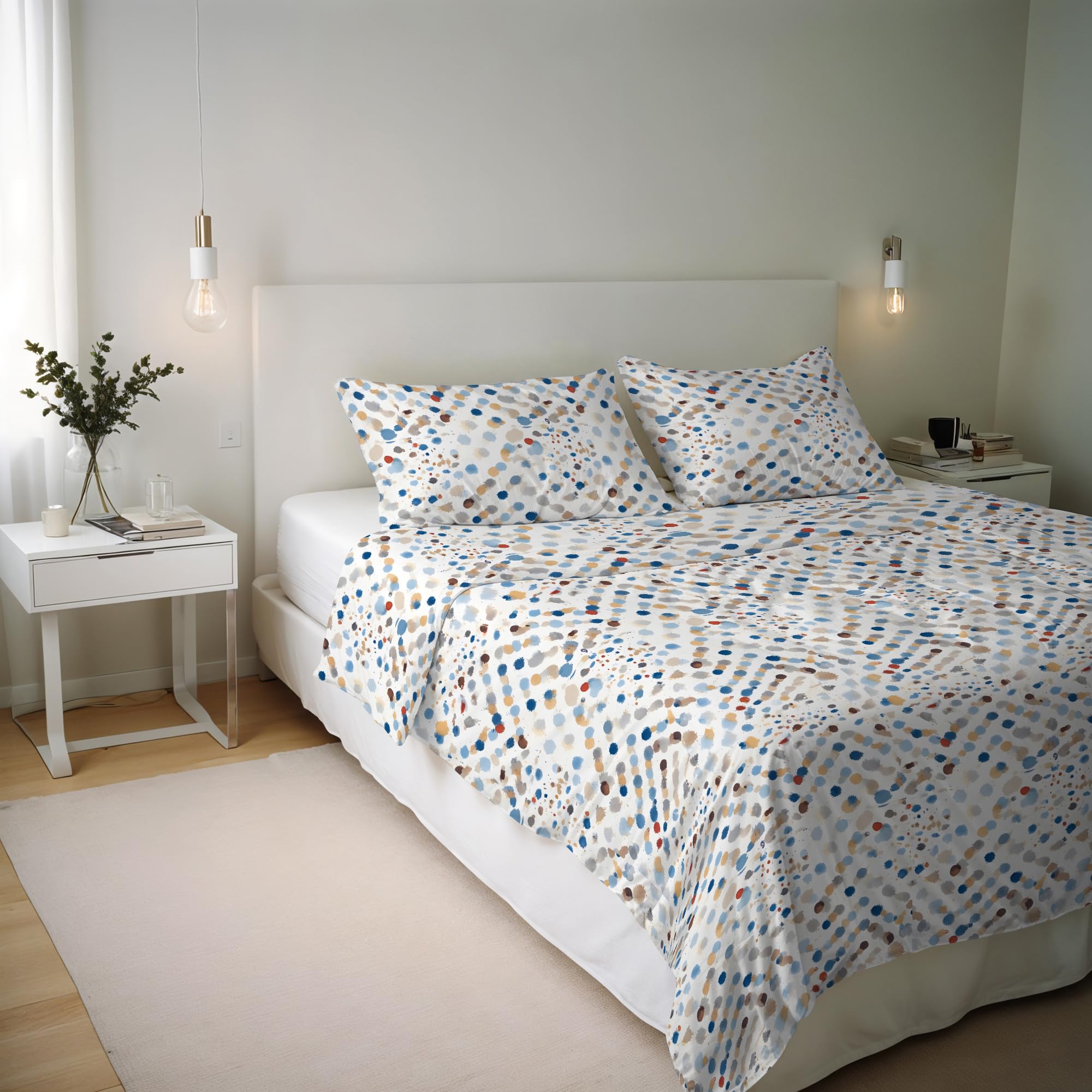 Italian Bed Linen River Cotton Double Duvet Cover Set, Made in Italy – Duvet Cover Set – Duvet Cover 250 x 200 cm with Double Flap and 2 Pillow Cases (Double, Tarim)