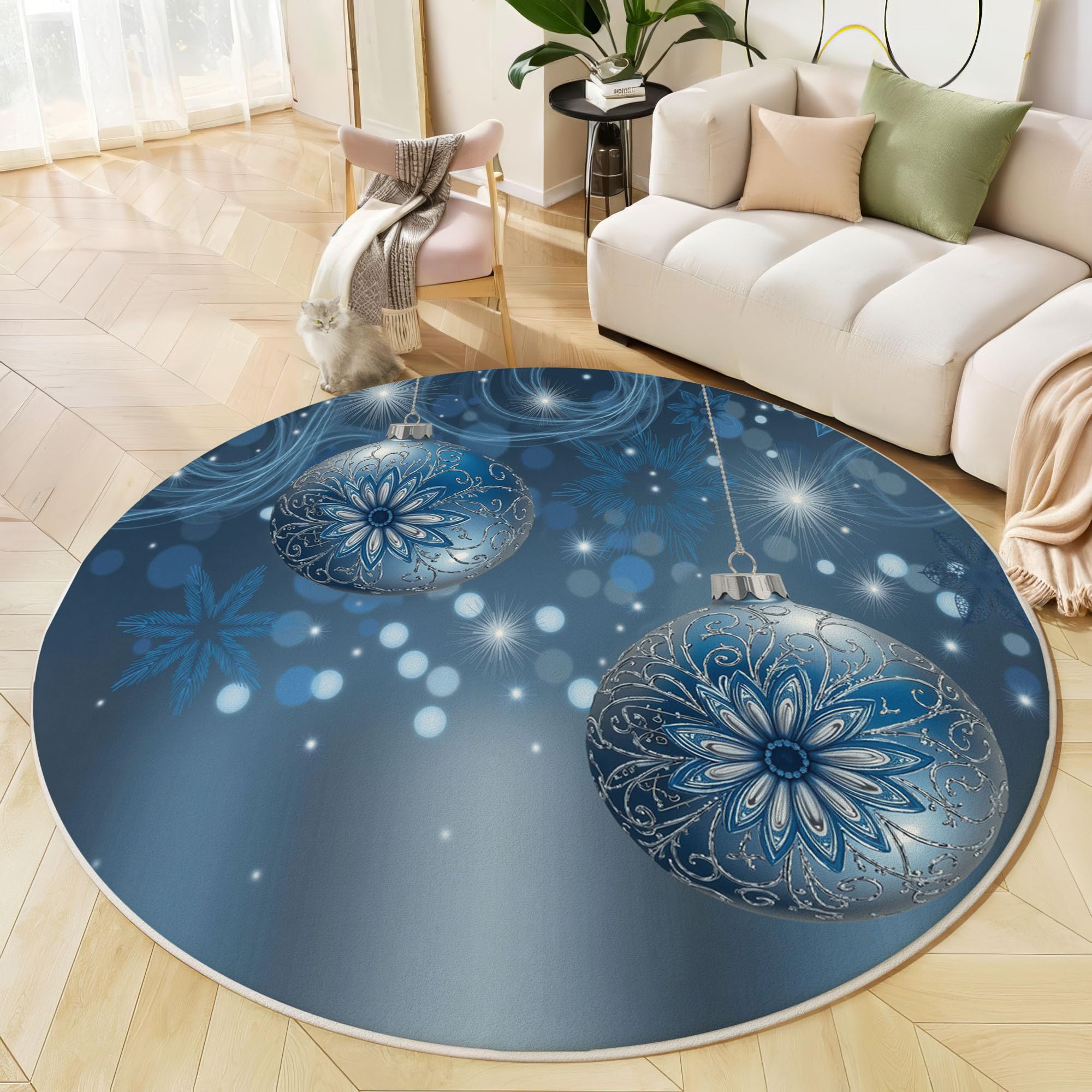 Tapis de sol imprimé sphère flocon lavable et antidérapant 160cm
