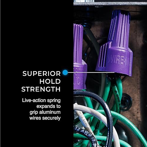 Miniatura 4 de IDEAL Conector de cable eléctrico AlCu Purple (30-265), caja de 100 tuercas de alambre de aluminio a cobre con relleno antioxidante