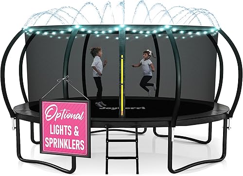 Vista 75 de JoyBerri Trampolín para exteriores - Cama elástica recreativa certificada ASTM, 8 pies, 10 pies, 12 pies, 14 pies, 15 pies, 16 pies, trampolín Negro