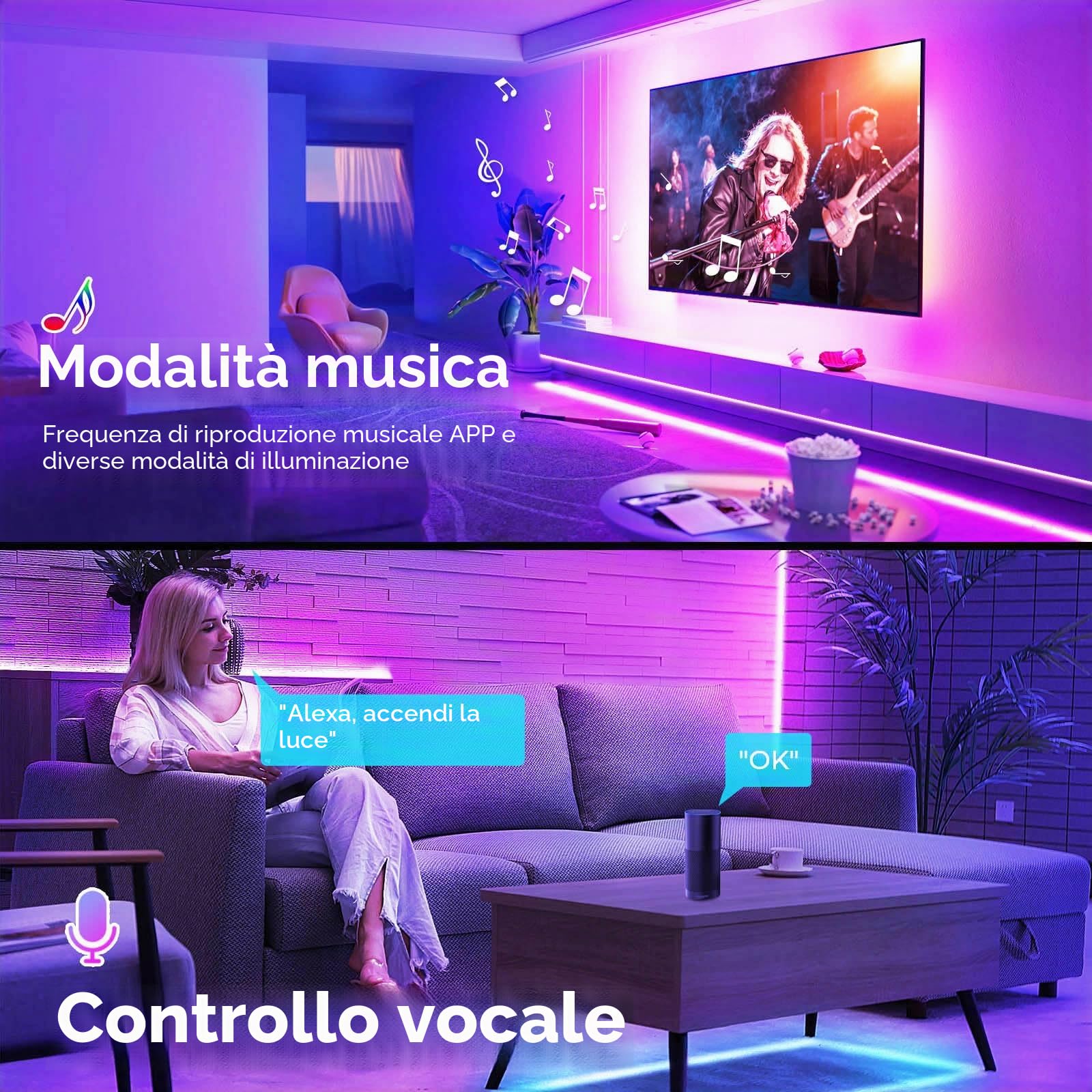 10M WiFi COB RGB Striscia LED luminosa, WiFi, 576 LED/M, 5760 LED, 24 V Nastri LED funziona con Google Home Assistant/Alexaz,LED Strisce Deformabile, con telecomando