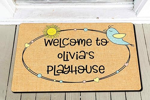 Miniatura 4 de VOTANTA Tapete personalizado para casa de juegos, bonito tapete de sol para niños y niñas, letrero con nombre personalizado para casa de juegos,