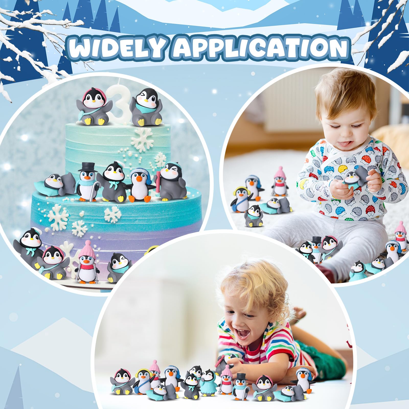 Macarrie 50 Stück Pinguin-Figuren, niedliche Pinguin-Charaktere, Spielzeug, Arktis-Mini-Pinguin-Figuren, Sammlung, Spielset, Winter, kleine Cartoon-Pinguin-Kuchenaufsatz, für Jungen, Mädchen,