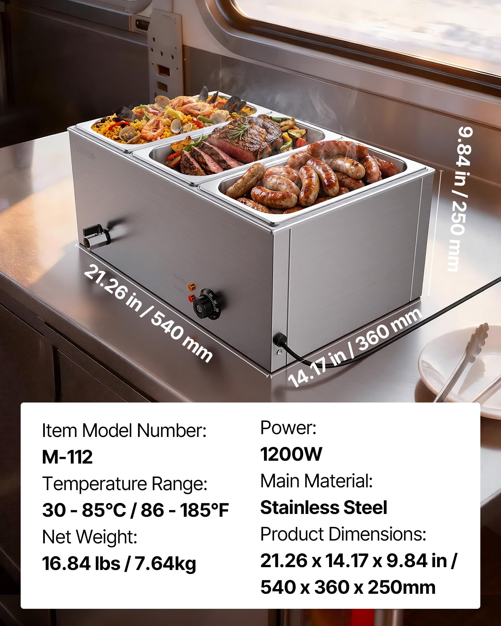 VEVOR 3-Pan Food Warmer - Keep Food Hot! -7 VEVOR 3-Pan Food Warmer - Keep Food Hot! -7