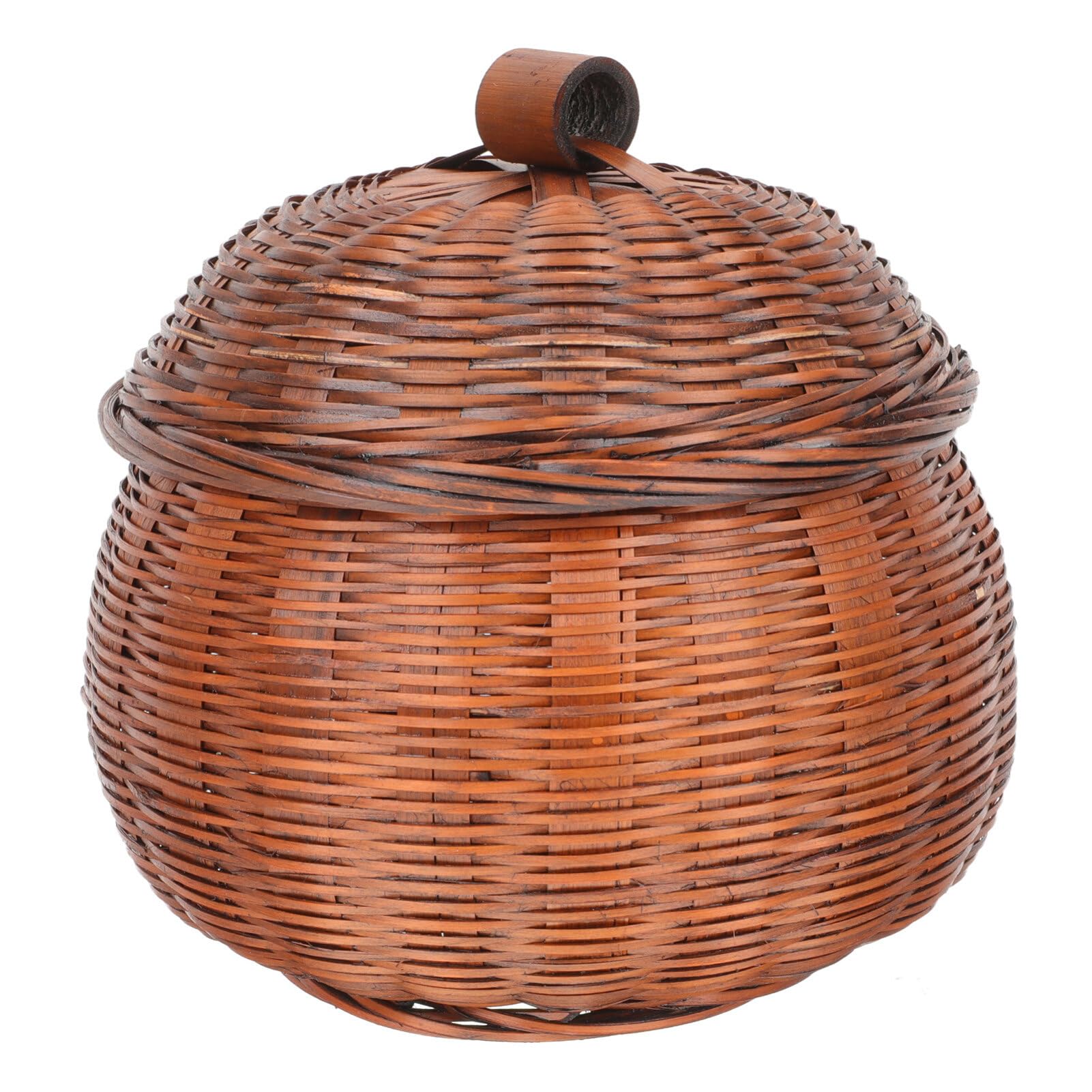 Luxshiny 15cm Chocolate Pumpkin Shape Storage Basket, Durable Wooden Material, Multi-Purpose Use, Smooth Round Surface