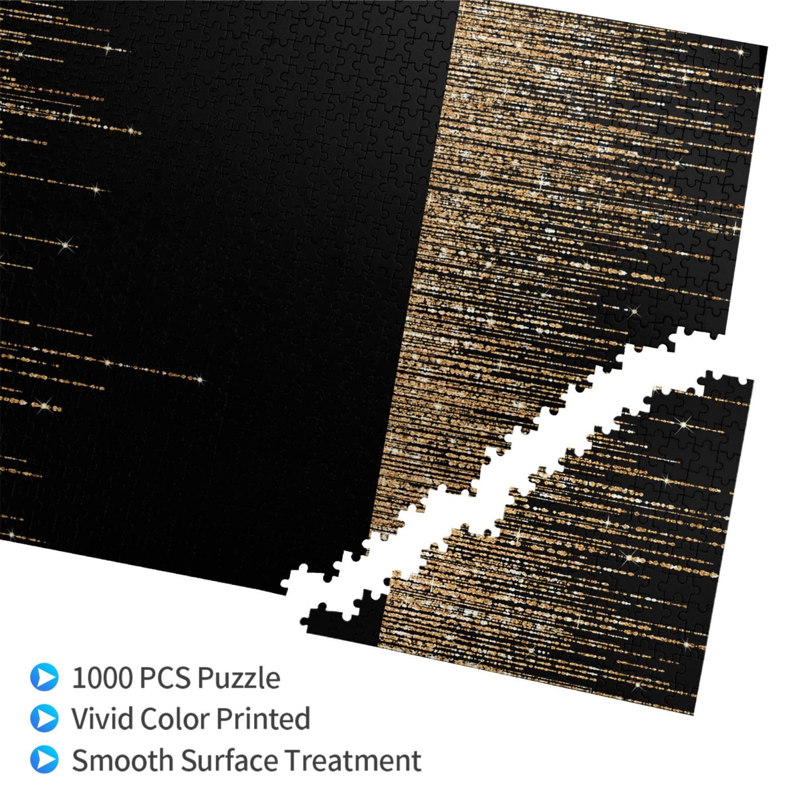 Nero Oro Scintillante Frange Glitter, Puzzle da 1000 Pezzi per Adulti Puzzle Impegnativi, Puzzle