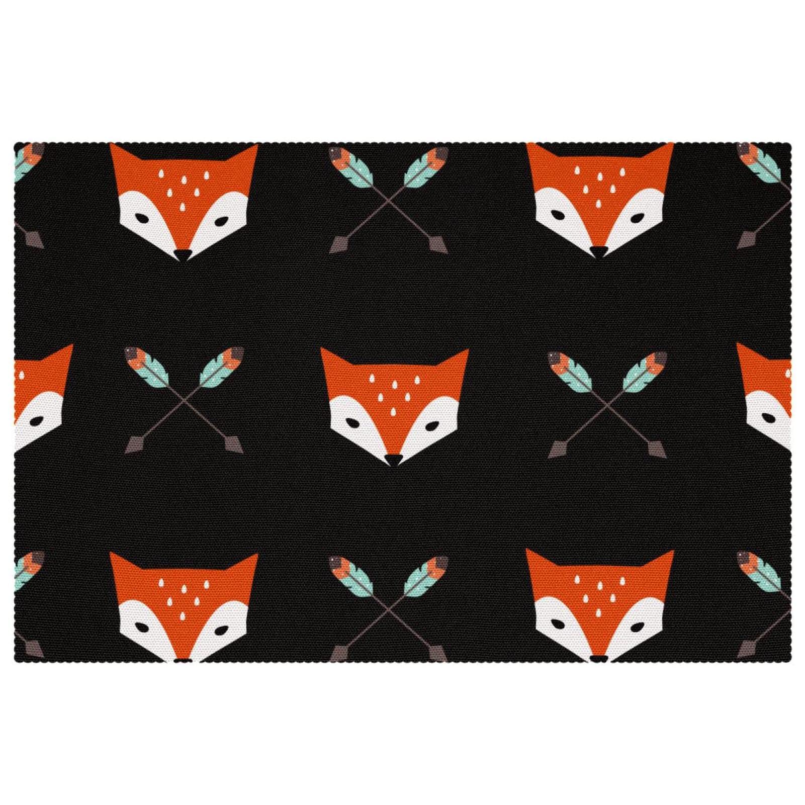 Set de table lavable motif flèche de renards Oxford noir