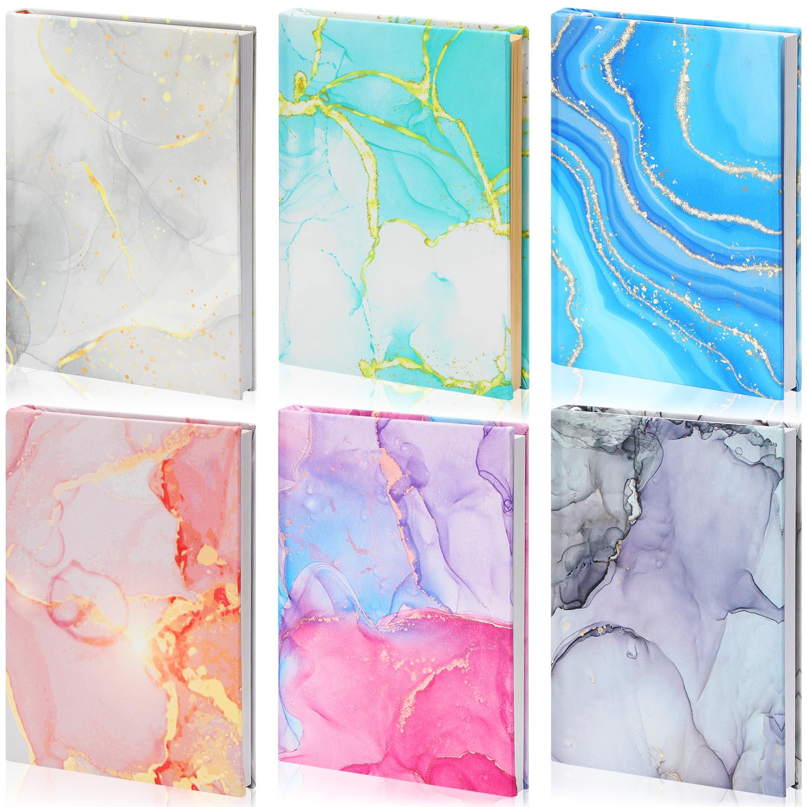 Yexiya 6 copertine per libri in tessuto elasticizzato, motivo colorato, lavabili, riutilizzabili, per libri di testo con copertina rigida fino a 23 x 28 cm (motivo marmo)