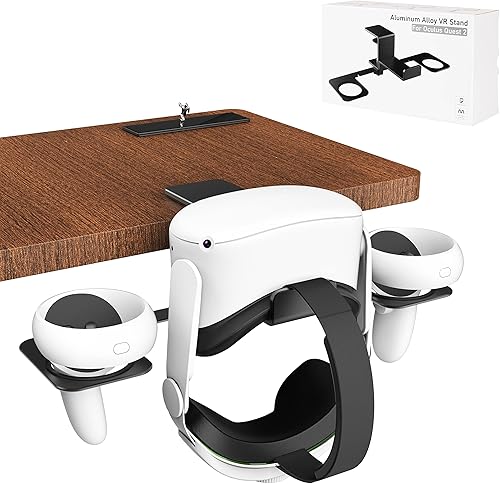 BOOHENKA VR Headset Stand VR Hanger Headset Display Holder Headset Holder and Controller Mount Station Metal Storage Hook Compatible with Oculus