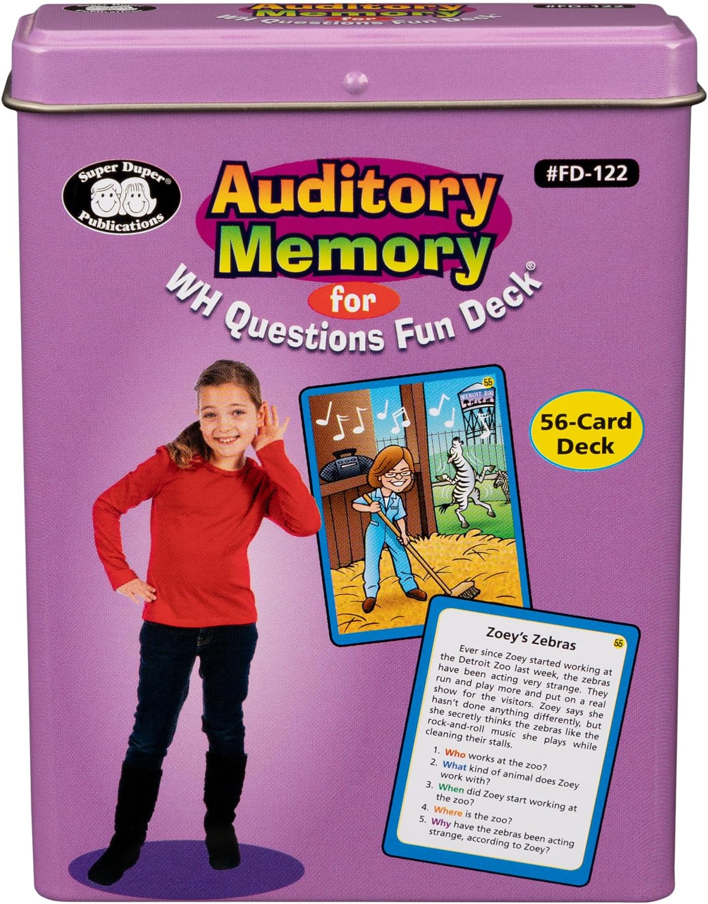 Super Duper Publications | Auditory Memory for WH Questions Fun Deck | Listening Comprehension Flash Cards | Educational Learning Materials for Children