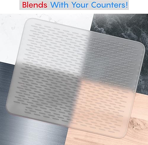 Miniatura 3 de MonsterMat - Tapete extra grande (30 x 24 pulgadas) para secar platos de silicona resistente para encimeras de cocina (translúcido, XL - 30 x 24