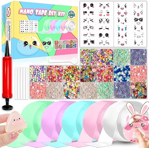 Kit de burbujas de nano cinta, cinta elástica de doble cara de color para manualidades, bola blanda, recuerdos de fiesta y juguetes antiestrés para