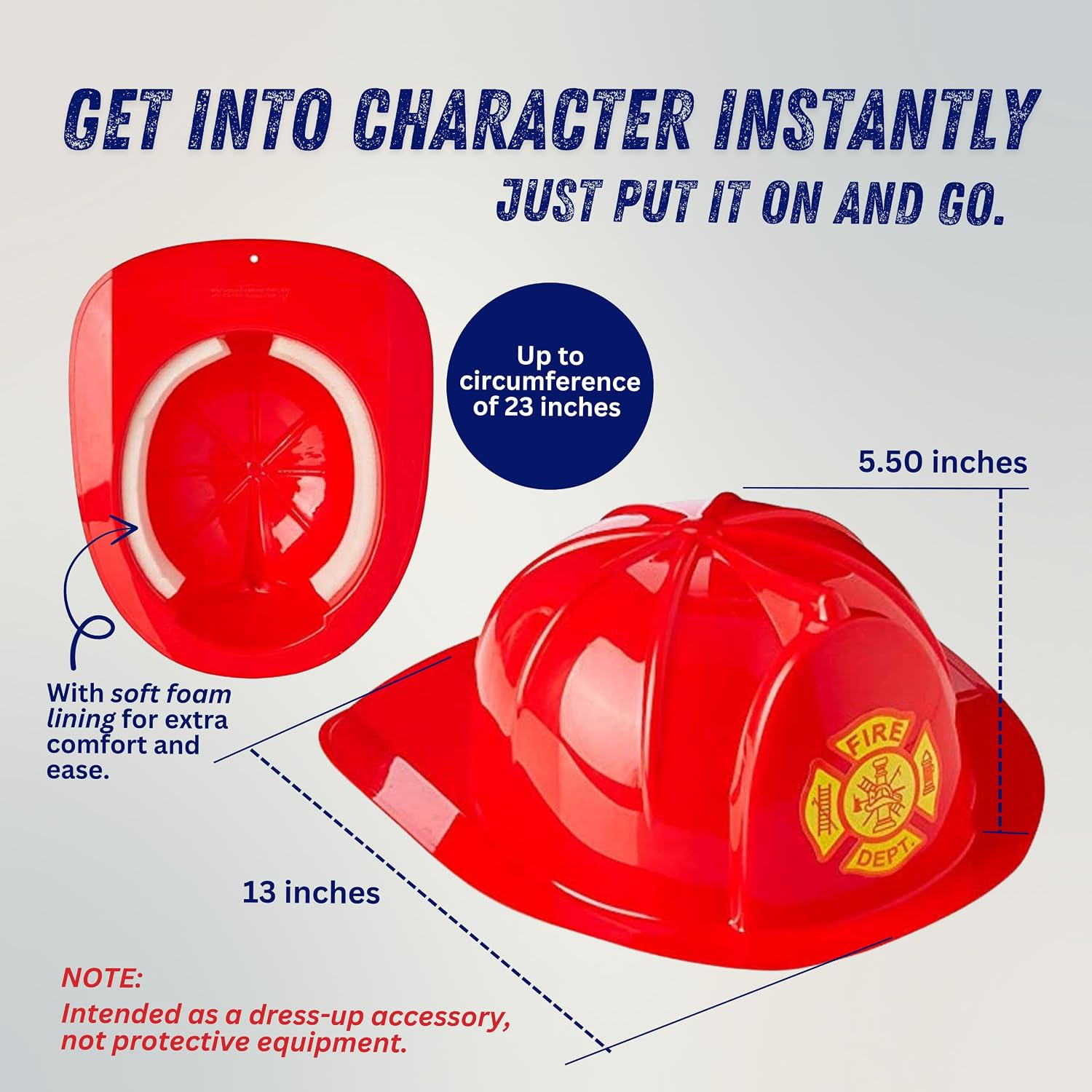 Dress Up America Firefighter Helmet - Fireman's Hat for Adults- Firefighter Costume Accessory - One Size Fits Most