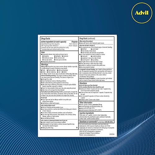Miniatura 15 de Advil Liqui-Gels minis Analgésico y reductor de fiebre, medicina para el dolor para adultos con ibuprofeno 200 mg para aliviar el dolor, 200
