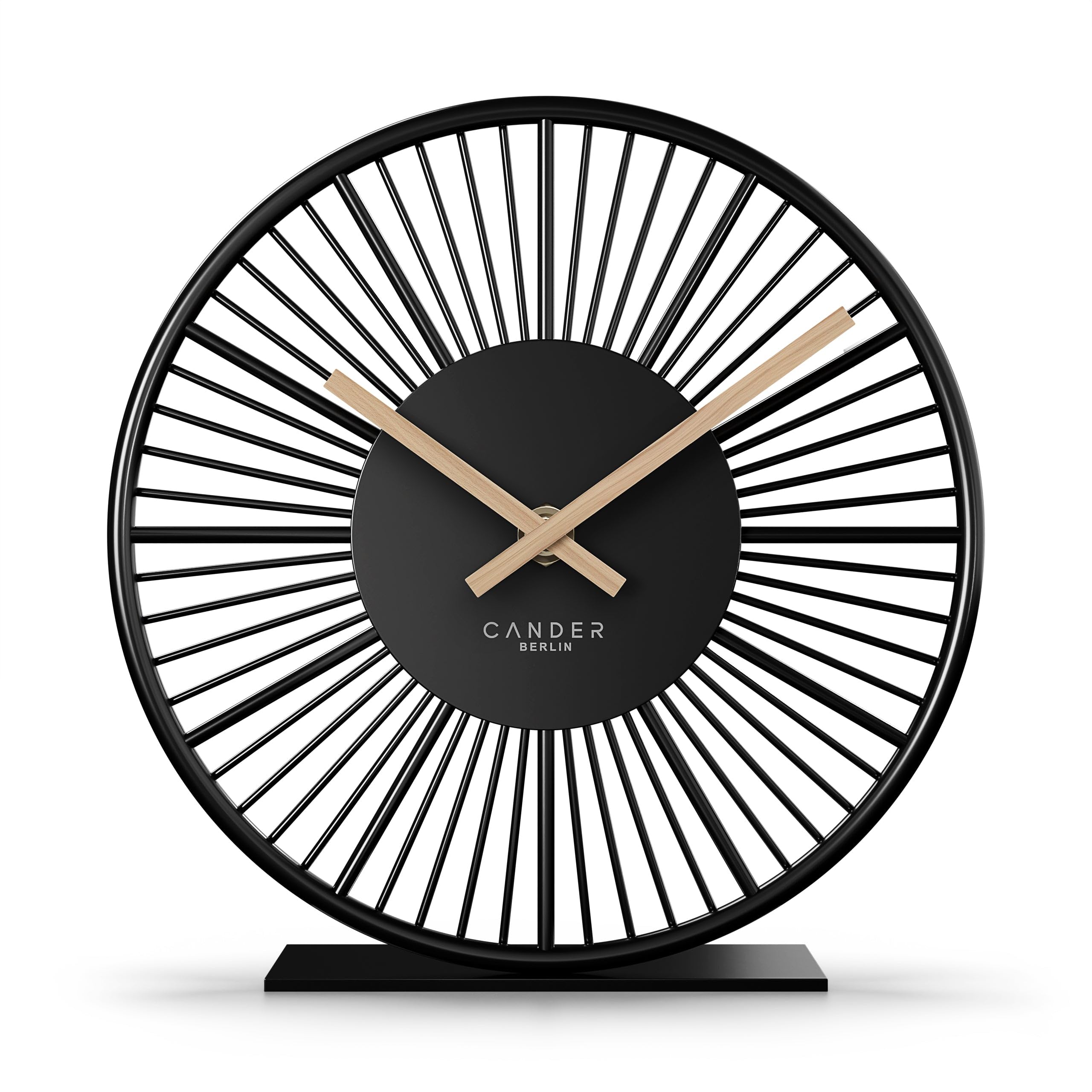 Cander Berlin BLORA Reloj de mesa silencioso 18 cm metal madera negro moderno