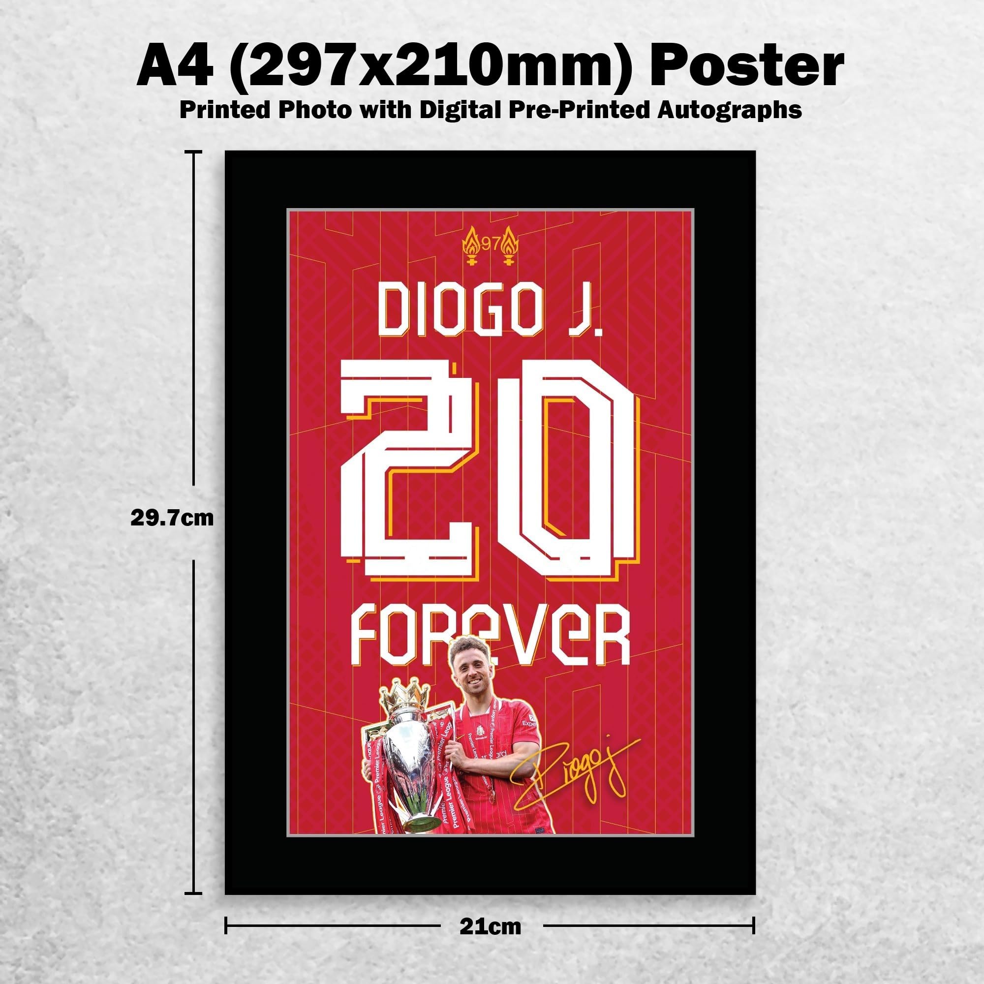 HWC Trading Diogo Jota Liverpool Forever 20 Poster Plakat Z Autografem Dla Kibiców I Kibiców Piłki Nożnej (ID-003031) - A4 Tylko Drukowanie