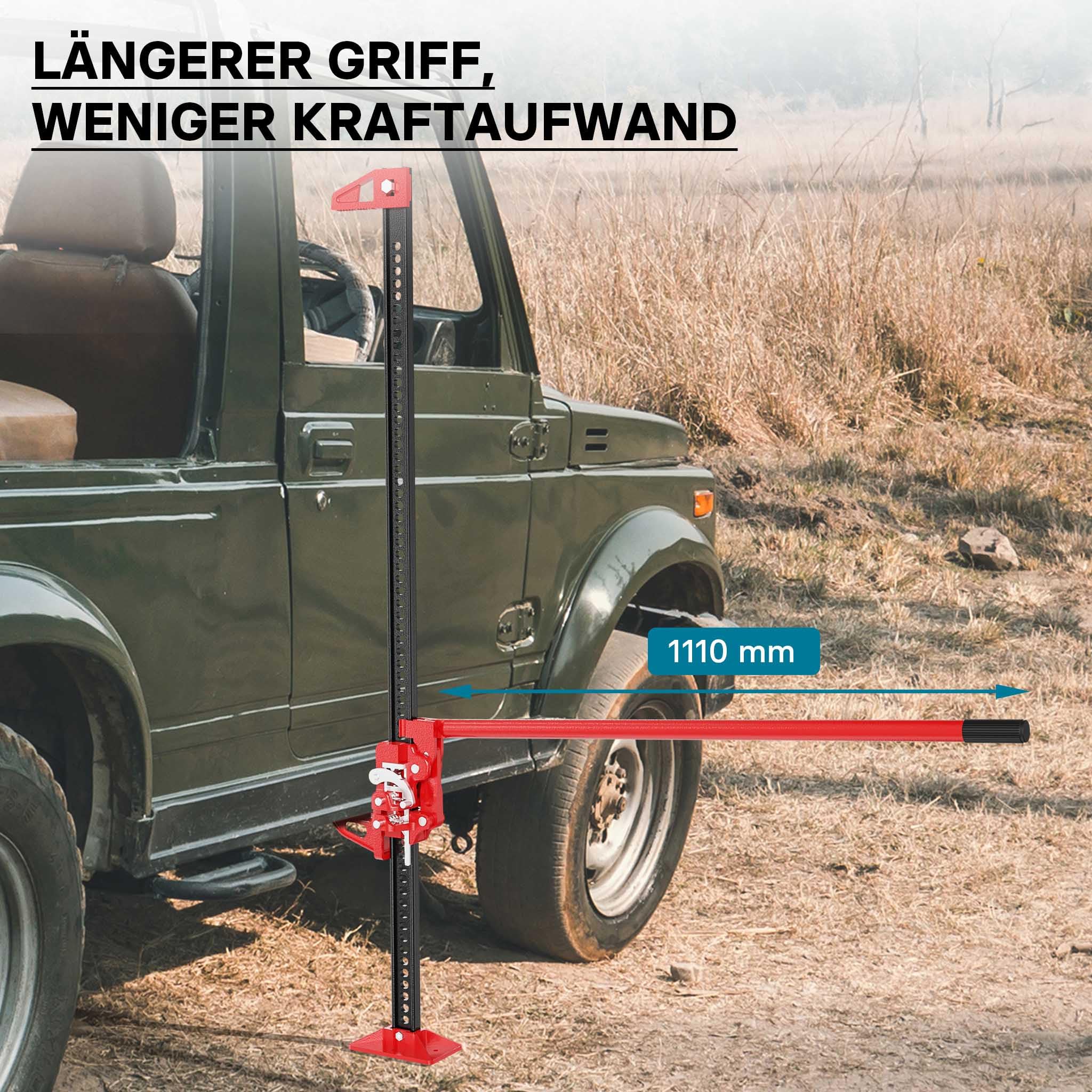 Wiltec Farm Jack Wagenheber 150 cm 60" 3000 kg, Offroad Stockwinde für Geländewagen, ATV Heber, Allzweckheber