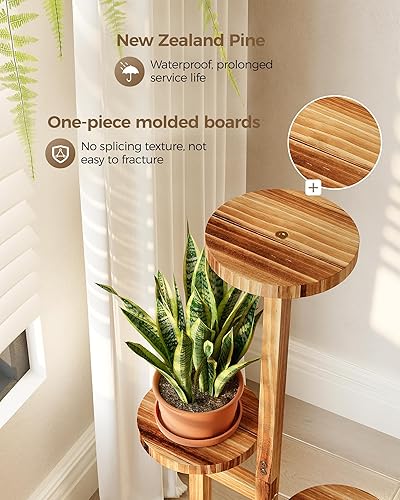 Miniatura 2 de Bamworld Soporte para plantas de interior Estante para plantas Soporte de madera de 4 niveles para múltiples plantas, soportes altos de esquina para