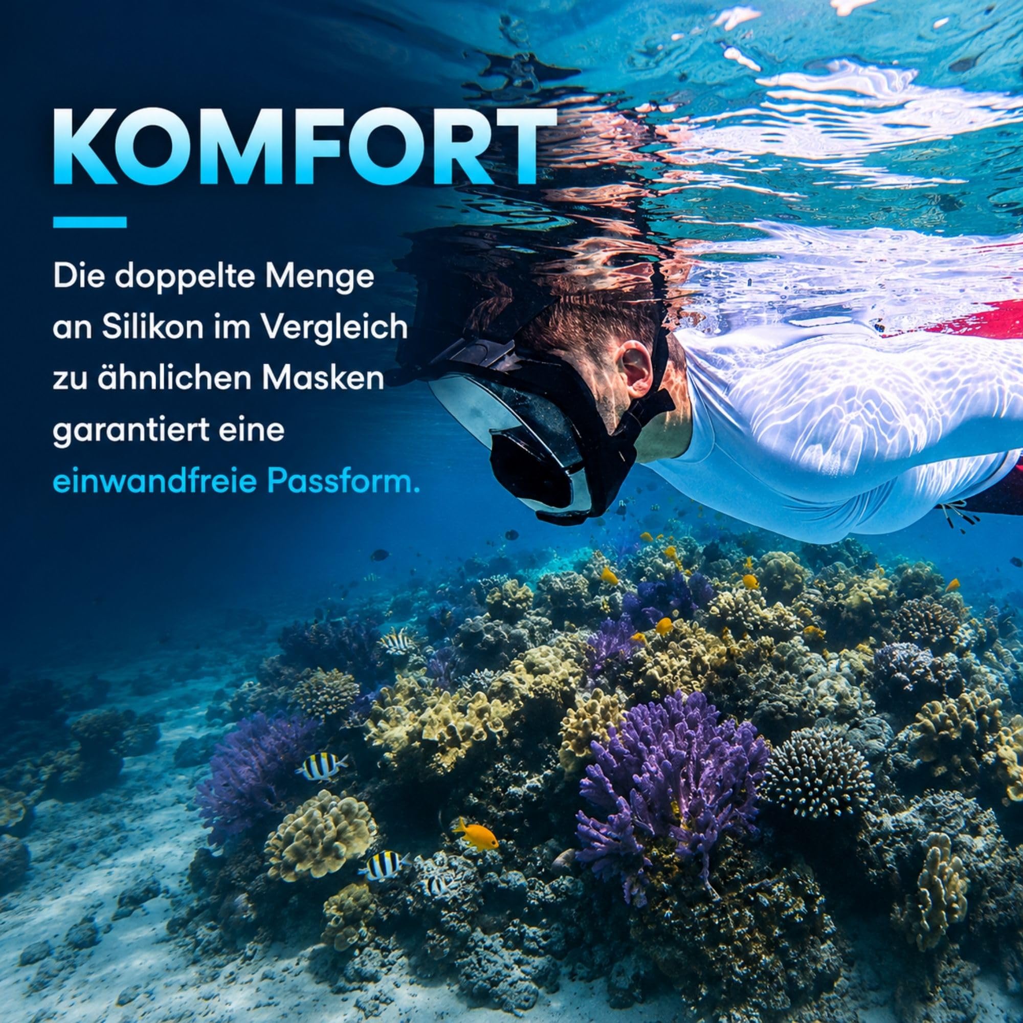 Khroom Schnorchelmaske mit Druckausgleich Erwachsene Seaview Pro Plus | CO2 sicher - bekannt aus Höhle der Löwen - Vollgesichtsmaske mit Silikonnase
