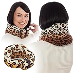 SunnyBay Microwave Heating Pad, Microwavable Heated Neck and Shoulder Wrap, Weighted Hands-Free Beanbag Pack with Wide Neck Coverage, 2.5 lbs, 26 Inches Long-Length, Made in USA, Leopard