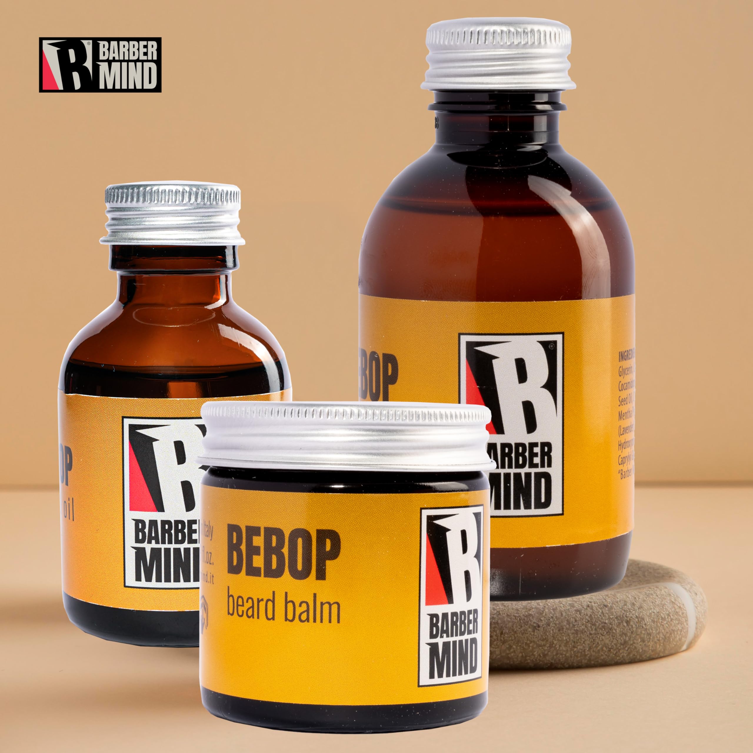 Barber Mind Bebop Olio da Barba Uomo, Beard Oil con Oli Essenziali di Lavanda, Menta Piperita e Rosmarino per Barba Morbida, Idratata e Profumata, Made in Italy, 50 ml