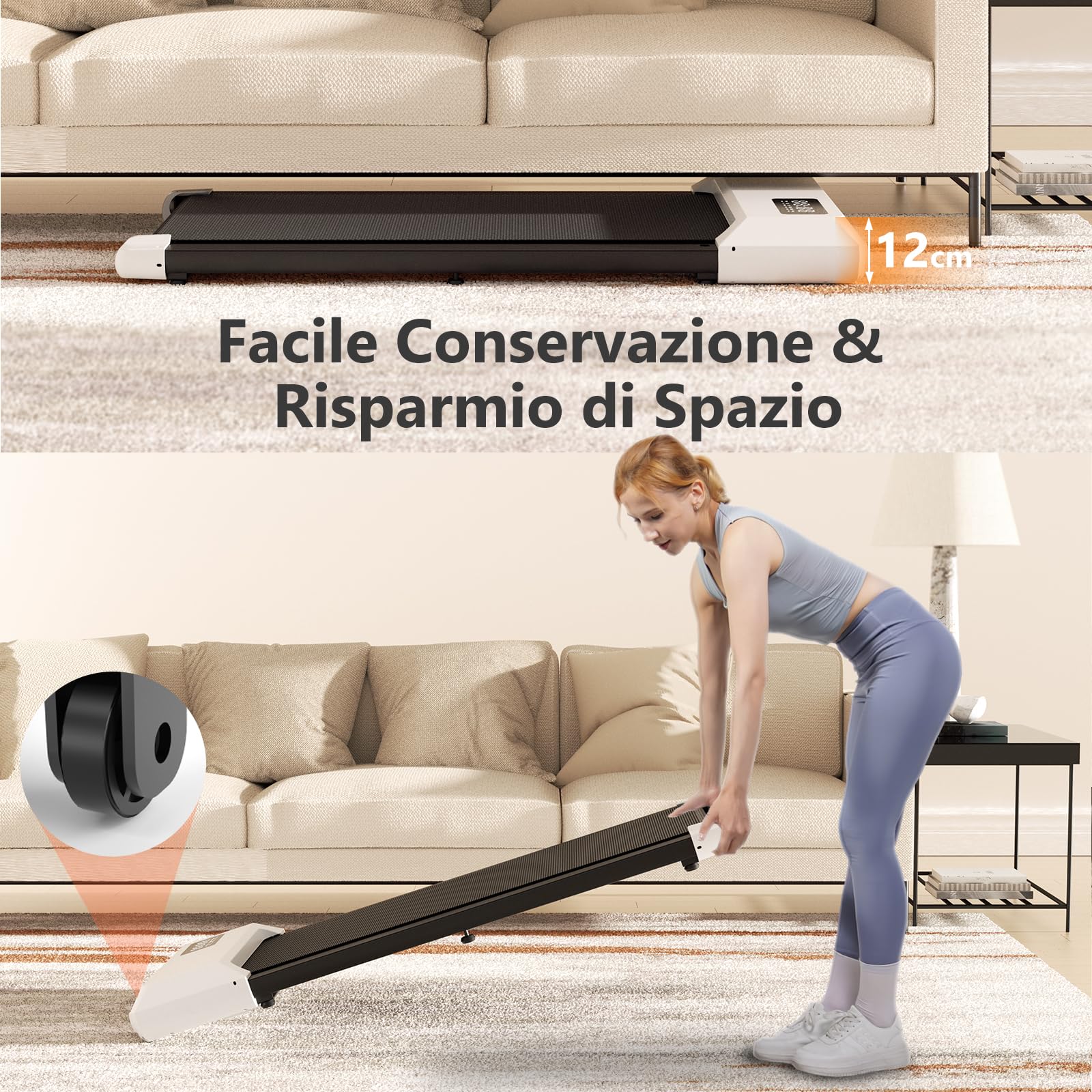 Superun Tapis Roulant Elettrico, Walking Pad 1-6KM/H Tapis Roulant Salvaspazio con Telecomando e Display LCD, Treadmill Capacità Massima 136 Kg, Installazione Gratuita…