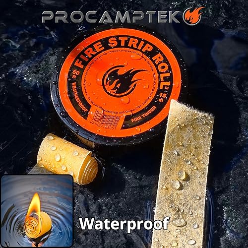 Miniatura 2 de Procamptek Rollo de tira de fuego de 55 pies, resistente a la intemperie, encerada, cinta de yesca para emergencias, campamento, supervivencia,