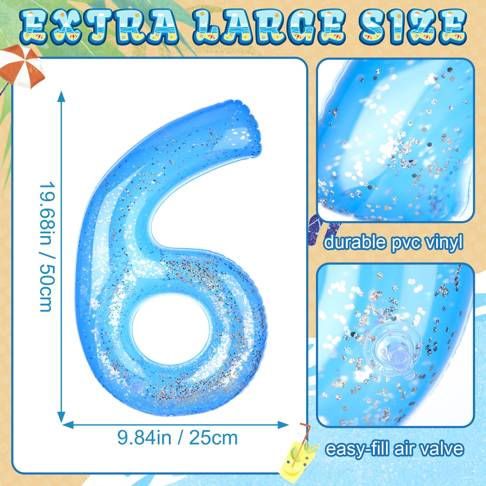 Snapklik.com : Foilswirl Inflatable Pool Floats Number, 20 Inch Blue ...