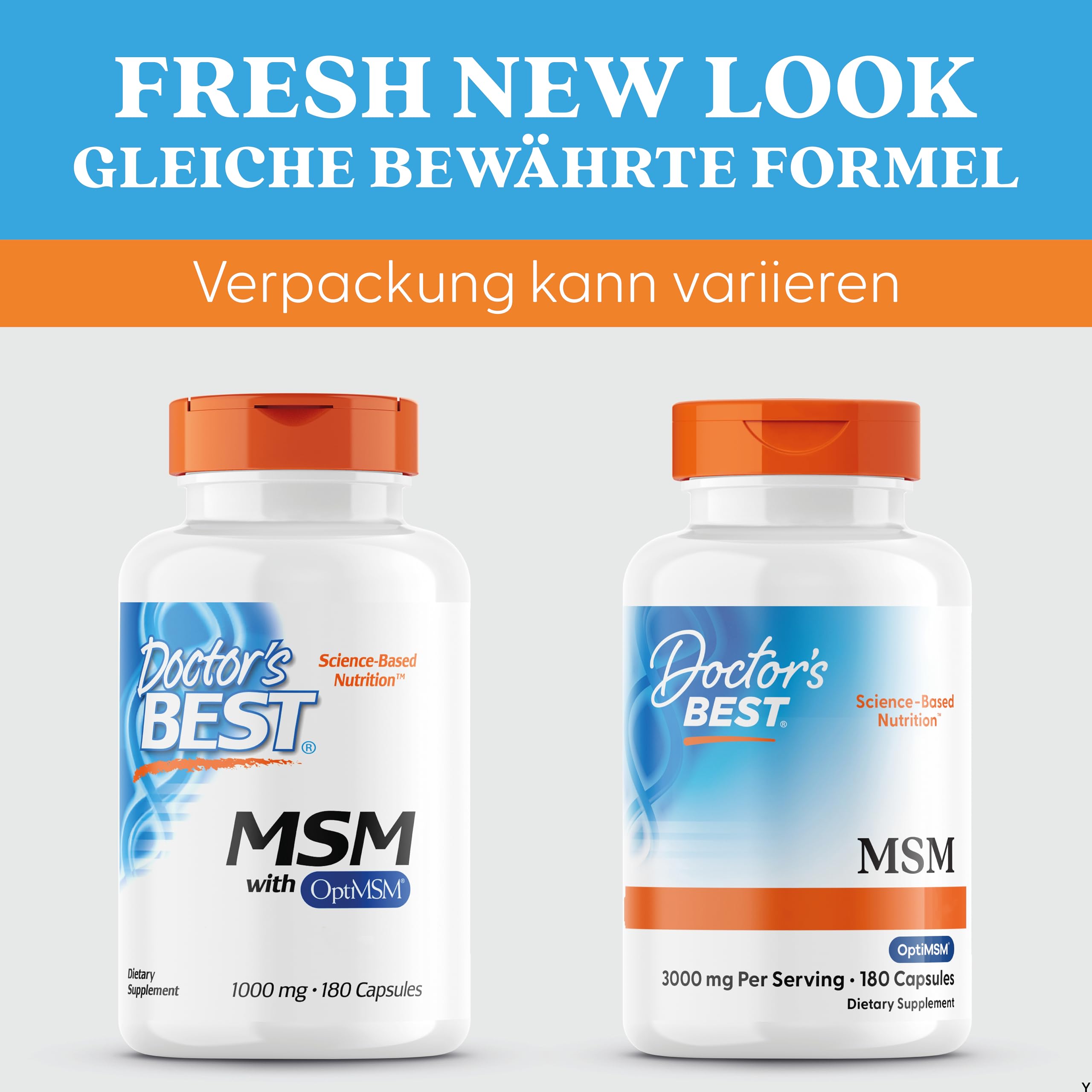 Doctor's Best, MSM mit OptiMSM, 180 Kapseln, 3000mg MSM je Dosis, Glutenfrei, GMO frei, Geschmacksneutral