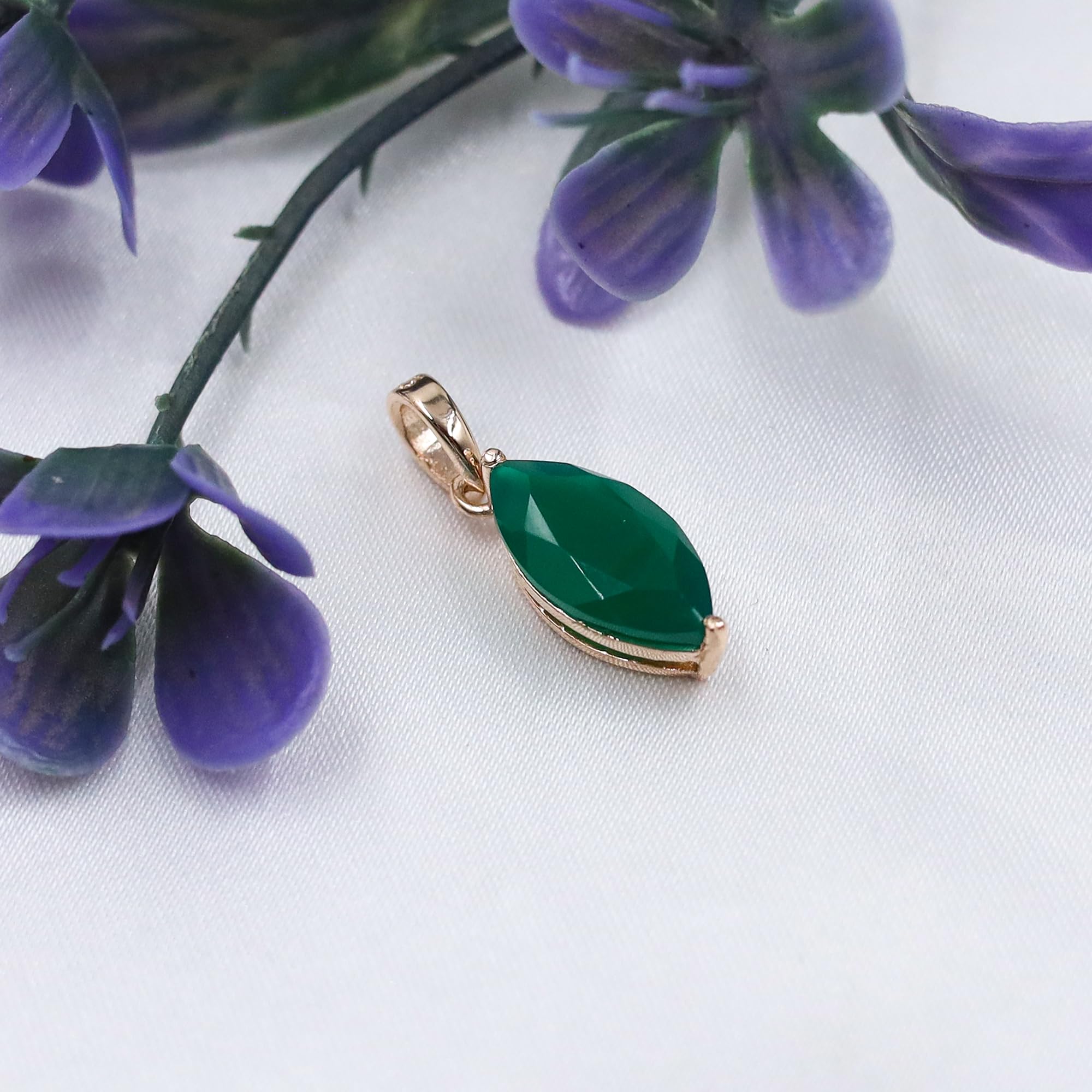Pendentif en onyx vert et quartz rose pour femme – Bijou fait main en argent sterling 925, collier à breloques de luxe