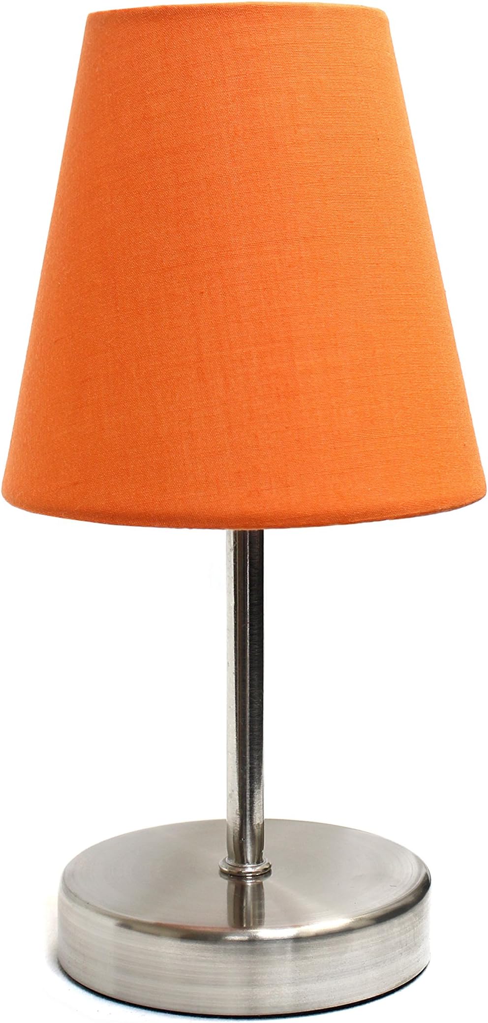 Simple Designs LT2013-ORG Mini Basic Sand Nickel Table Lamp with Fabric Shade, Orange